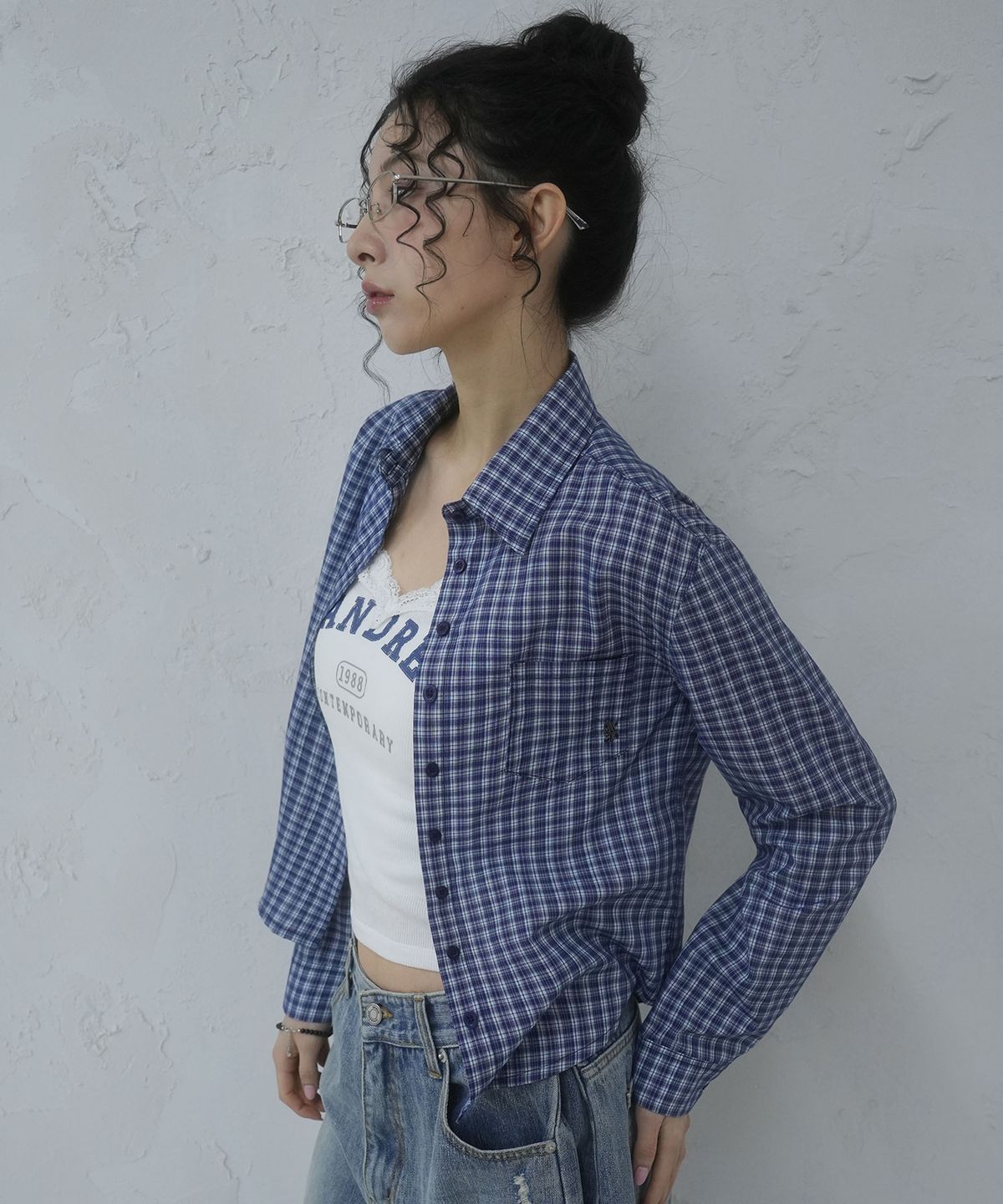 어반드레스(AVANDRESS) She Minimal Check Shirt - 3COL
