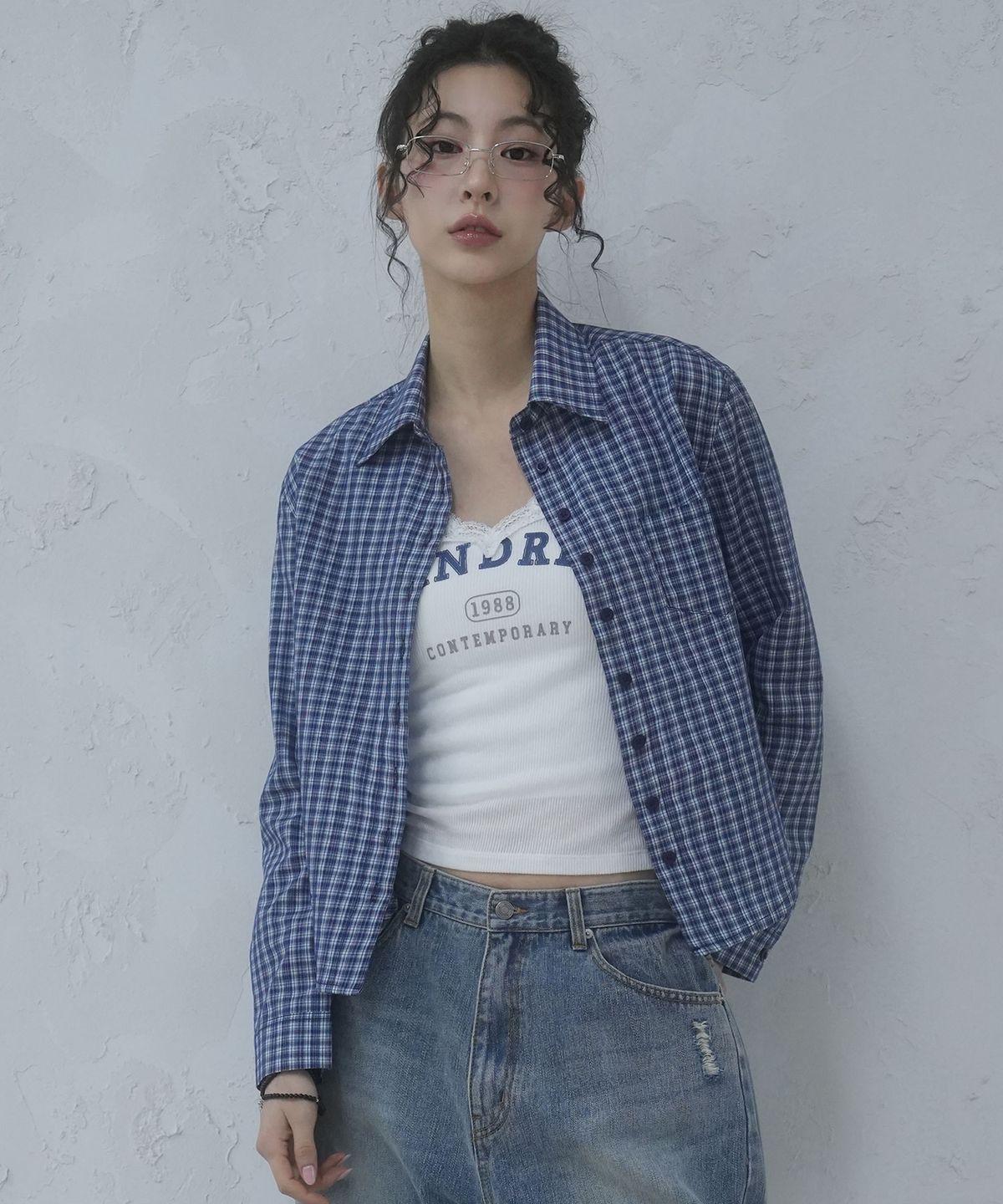 어반드레스(AVANDRESS) She Minimal Check Shirt - 3COL