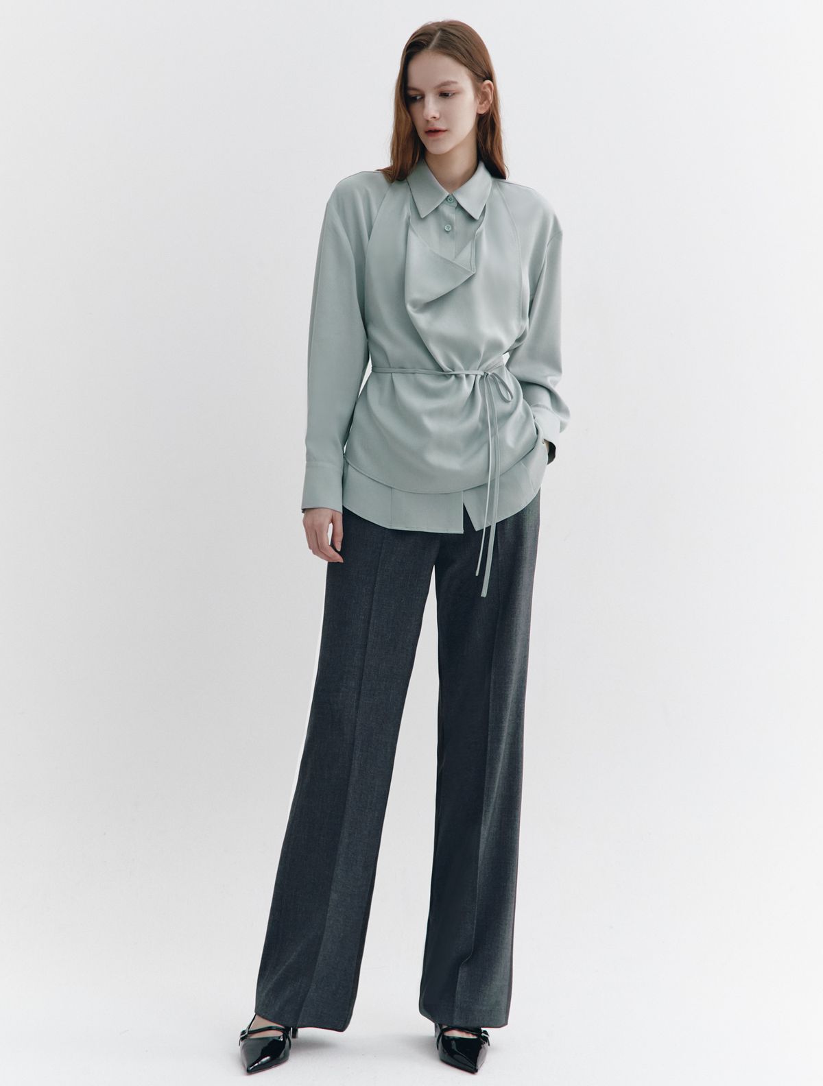 그레이데시온(GRAYDATION) Front Lip Pocket Semi Boots Cut Pants CHARCOAL GREY