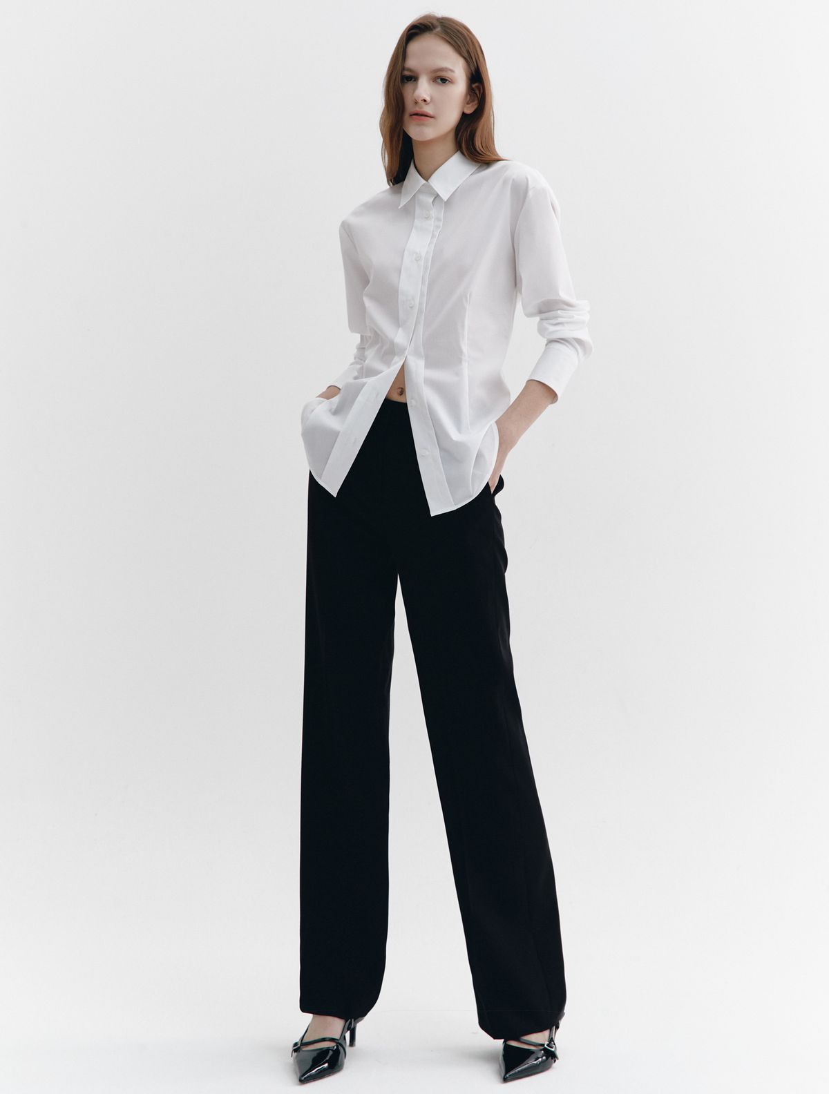 그레이데시온(GRAYDATION) Front Lip Pocket Semi Boots Cut Pants BLACK