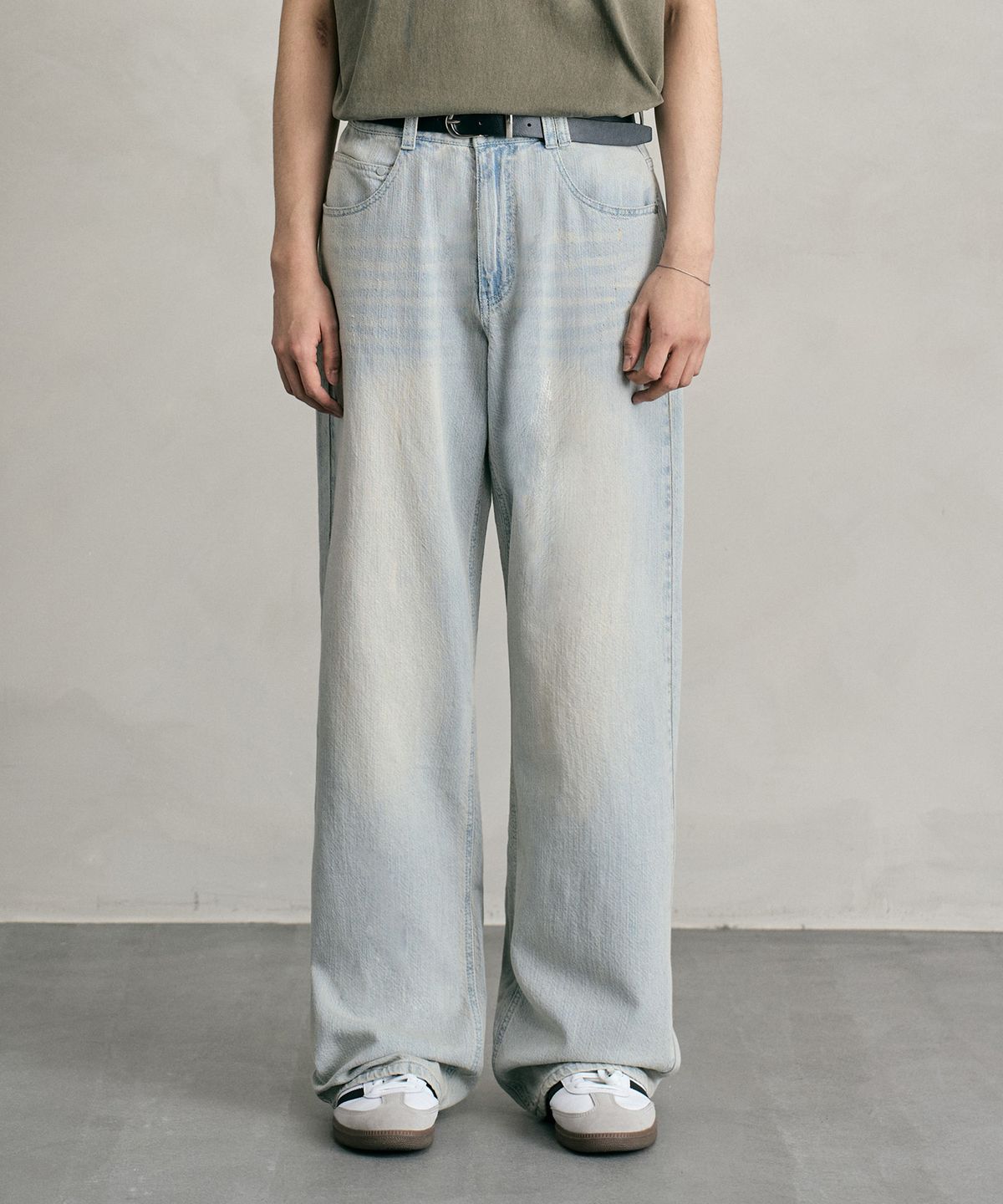 데케트(DECET) [린넨라이크]Linen Like Mid Rise Wide Jeans DCPT039IceBlueB