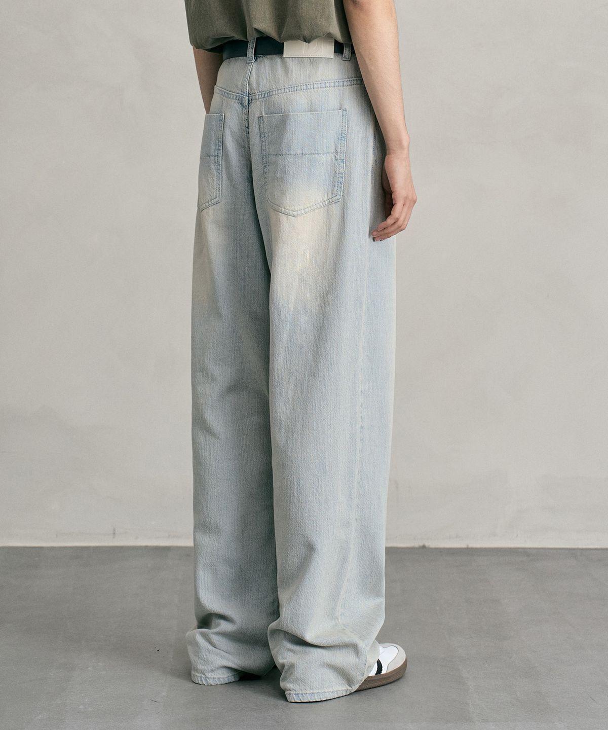 데케트(DECET) [린넨라이크]Linen Like Mid Rise Wide Jeans DCPT039IceBlueB