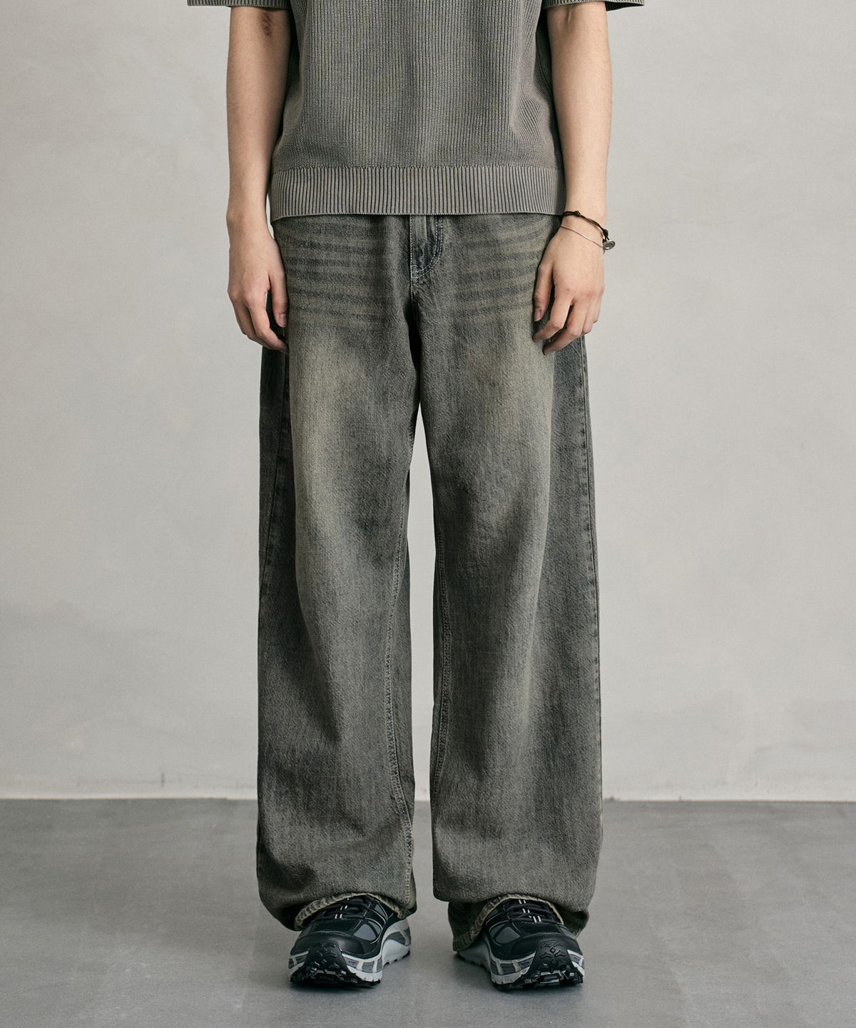 데케트(DECET) [린넨라이크]Linen Like Mid Rise Wide Jeans DCPT039RustBrown