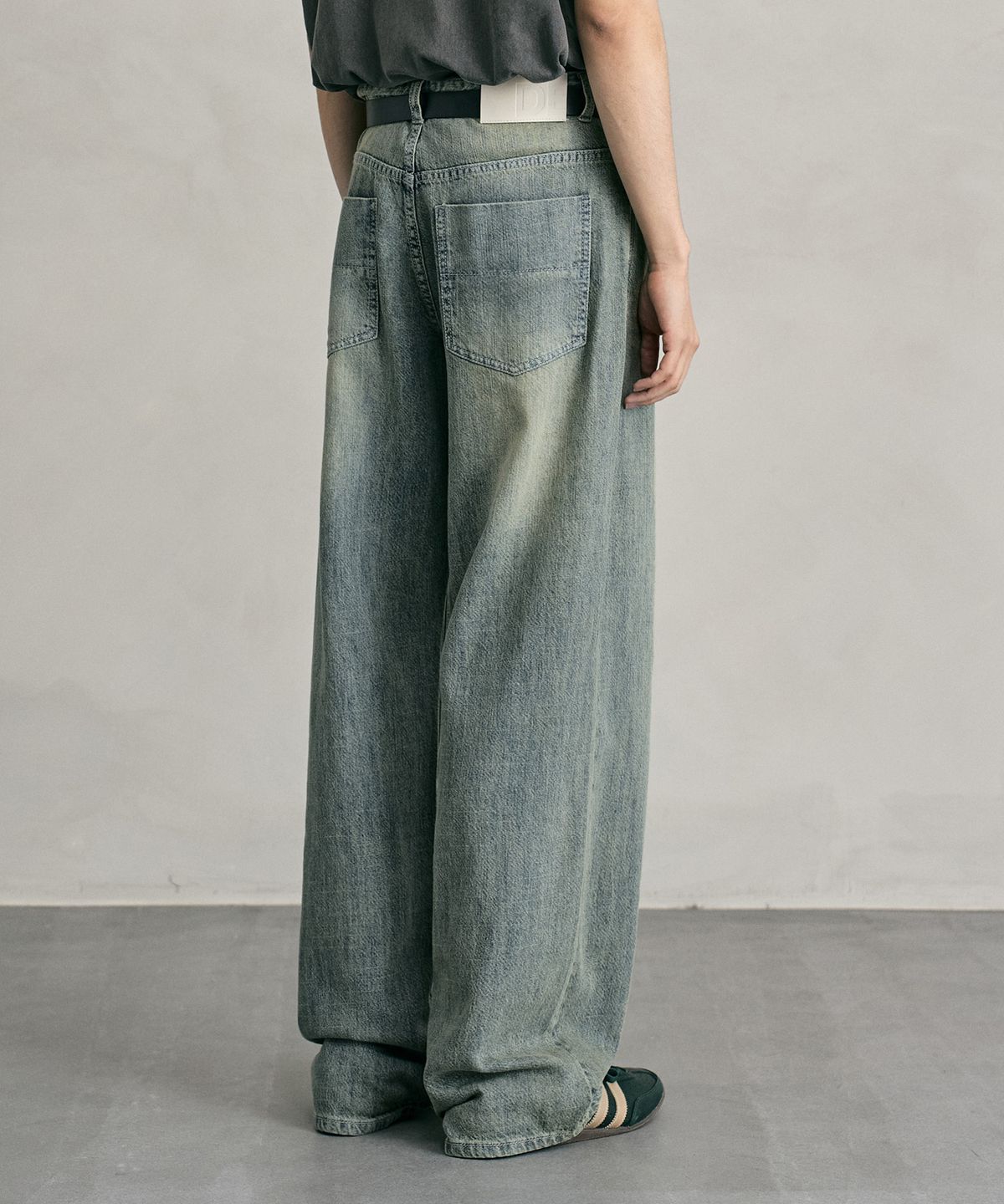 데케트(DECET) [린넨라이크]Linen Like Mid Rise Wide Jeans DCPT039RustGreen