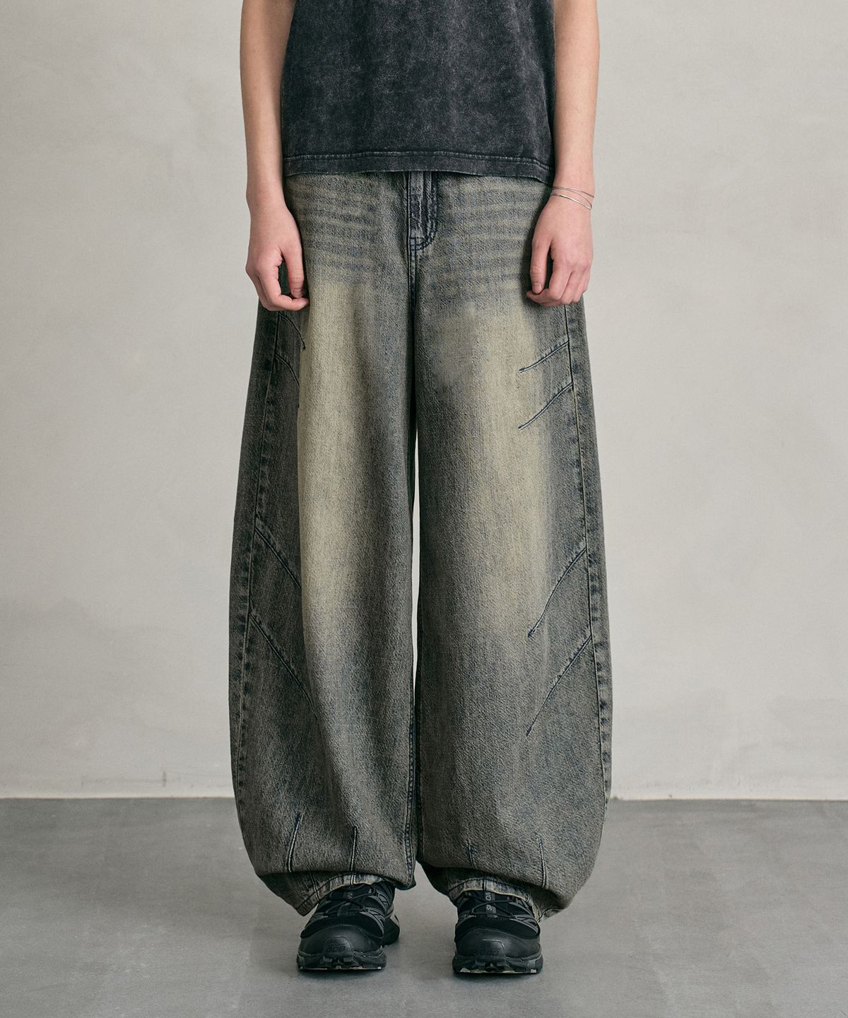 데케트(DECET) [린넨라이크]Linen Like Balloon Wide Jeans DCPT060RustBrown