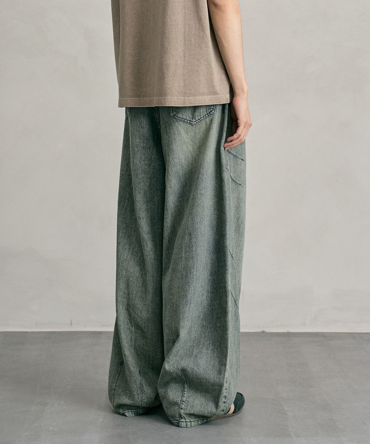 데케트(DECET) [린넨라이크]Linen Like Balloon Wide Jeans DCPT060RustGreen