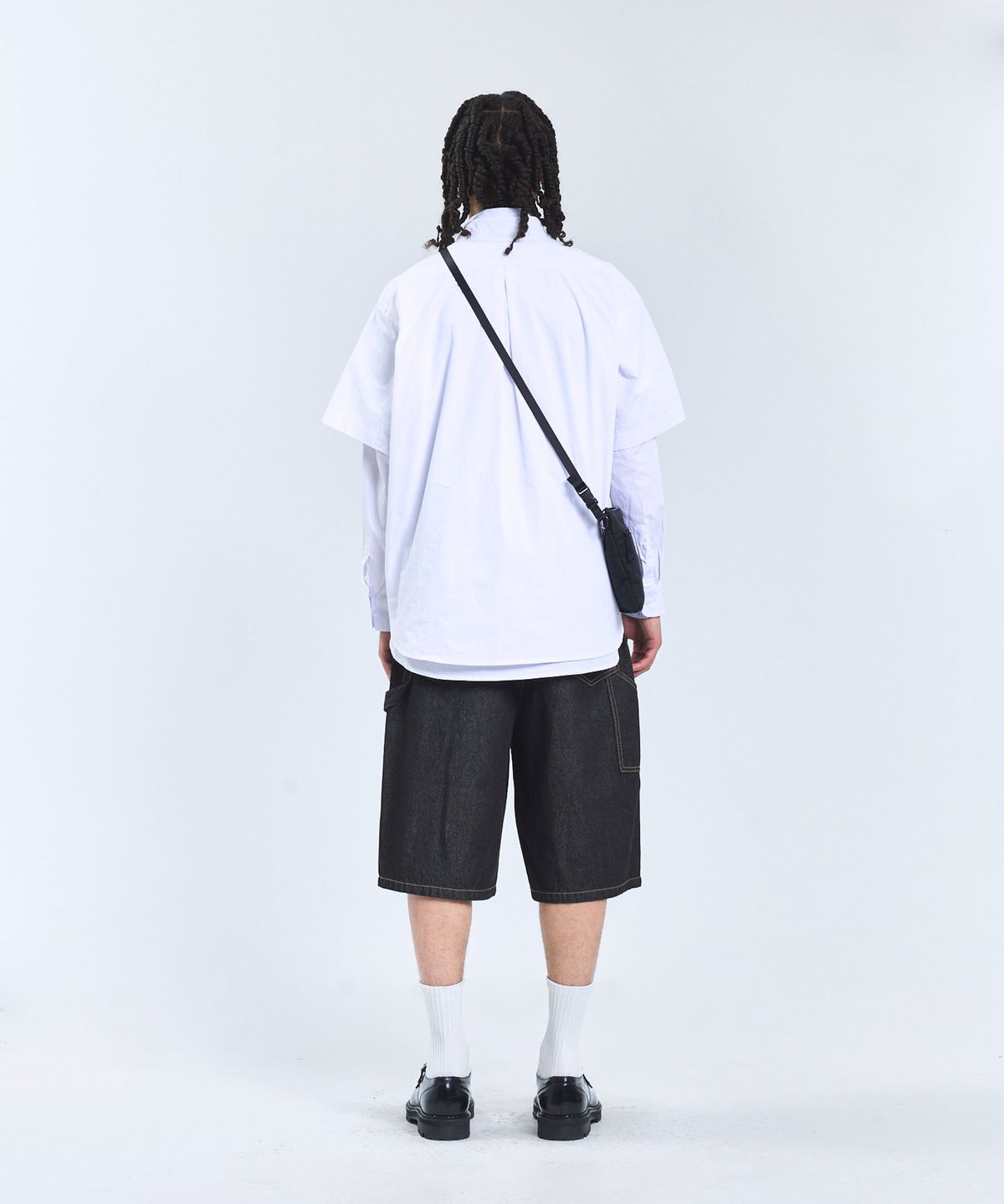 스탠다드에러(STANDARDERROR) 87-STAN196 스티치 카펜터 버뮤다 데님팬츠 블랙