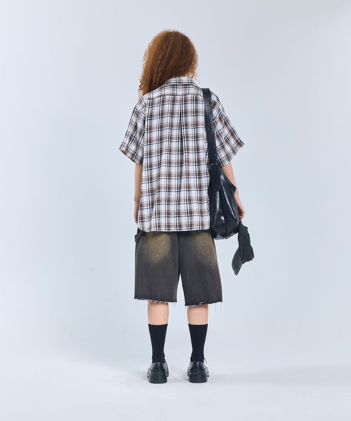 스탠다드에러(STANDARDERROR) 87-STAN200 레거시 빈티지 오버핏 반팔 체크 셔츠 브라운