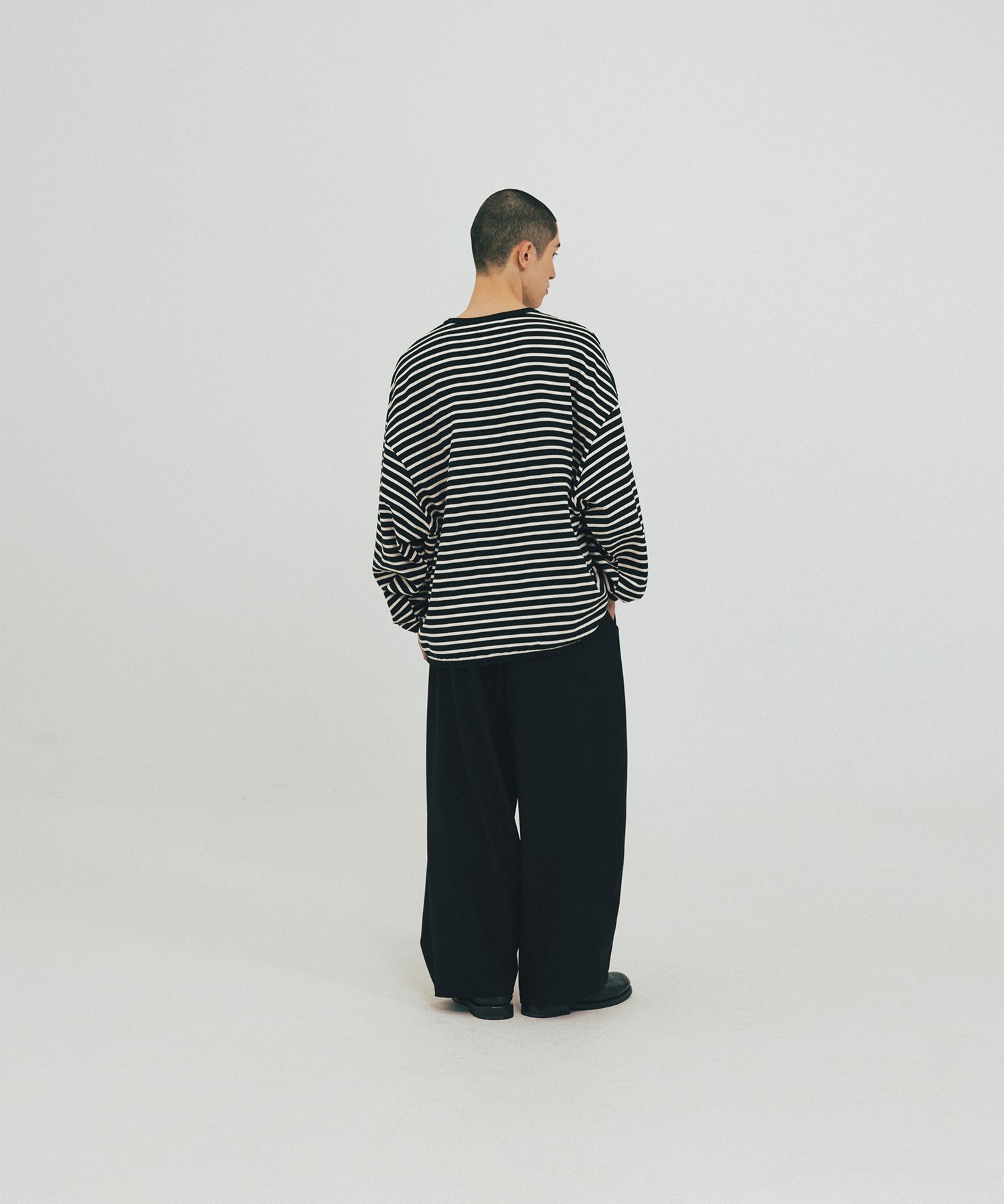MUSINSA | ANGLAN Striped Long Sleeve - Black