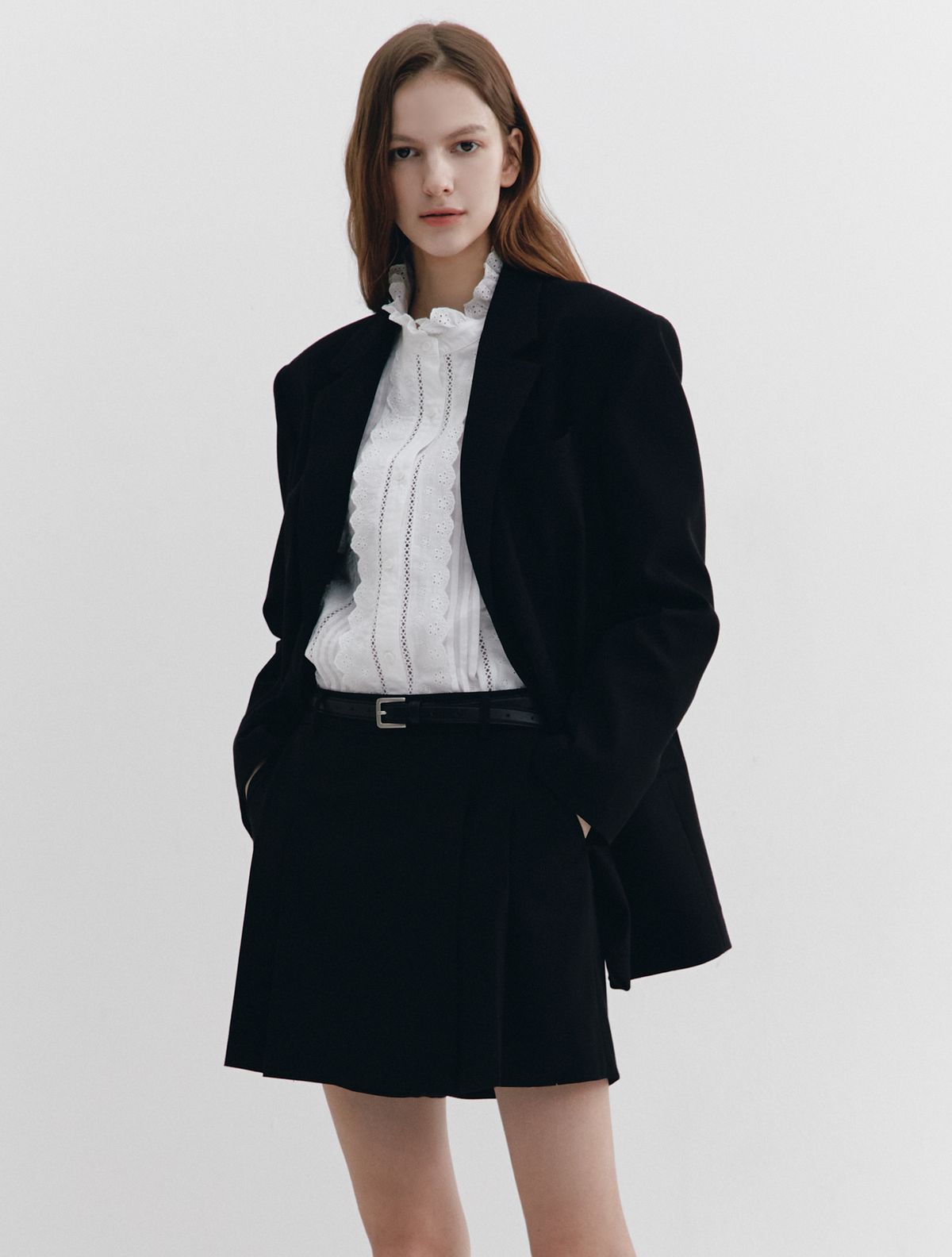 그레이데시온(GRAYDATION) Pleats Wrap Skirt-type Shorts BLACK