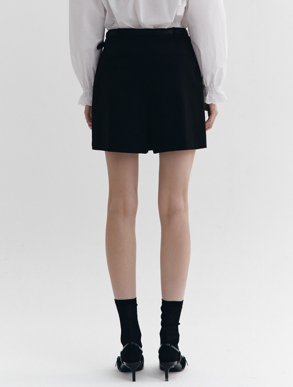 그레이데시온(GRAYDATION) Pleats Wrap Skirt-type Shorts BLACK