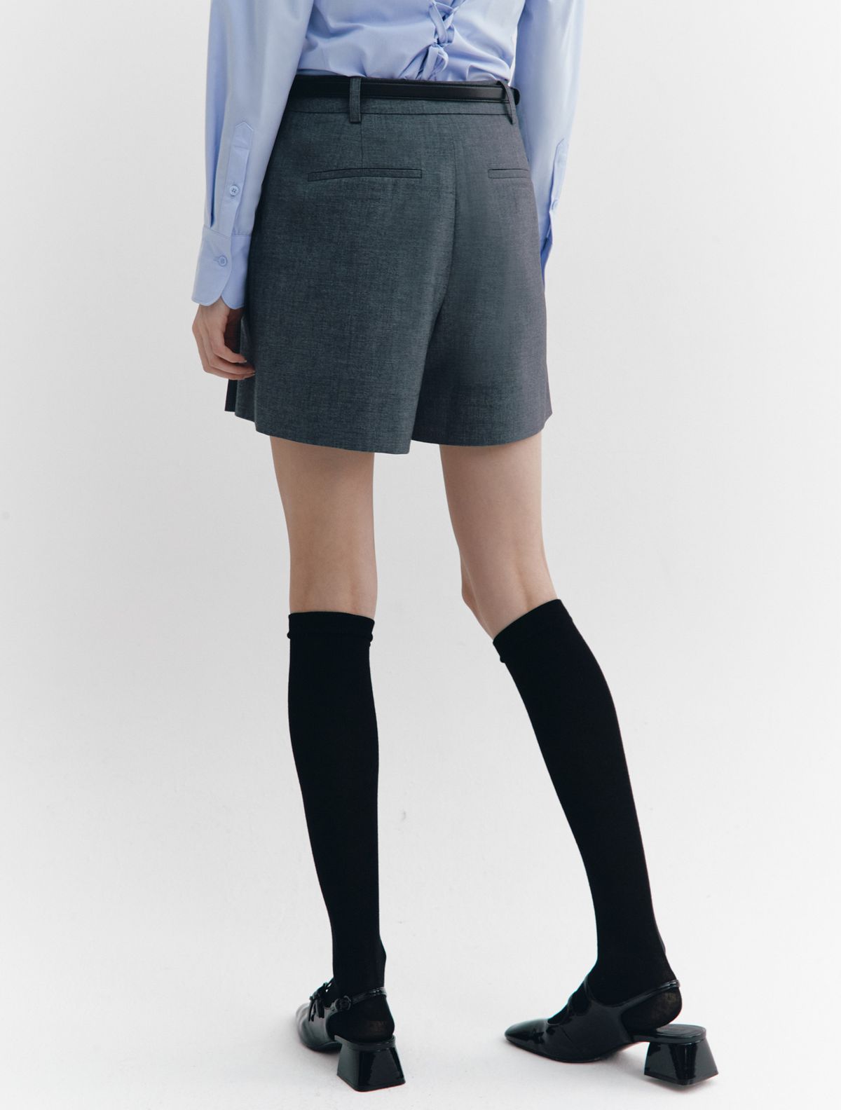 그레이데시온(GRAYDATION) Pleats Wrap Skirt-type Shorts CHARCOAL GREY