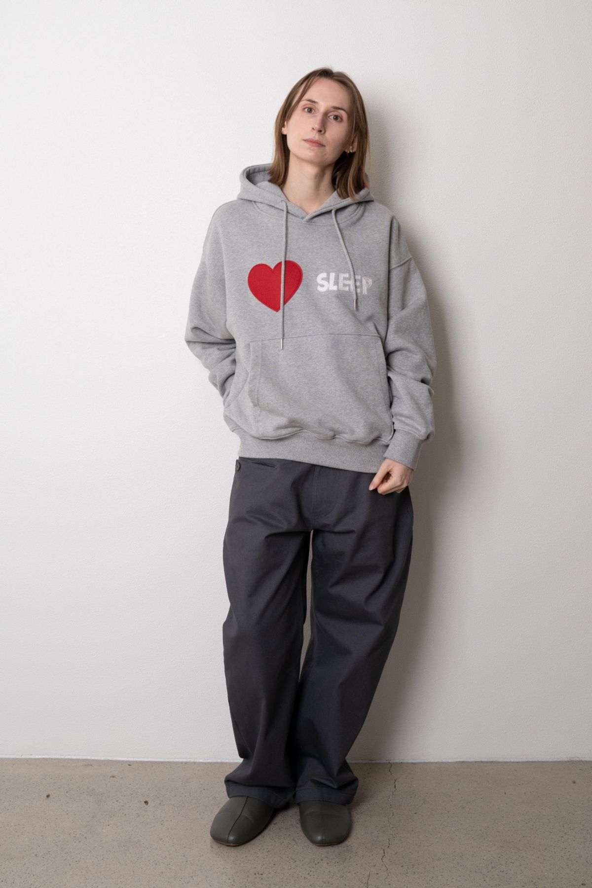 니드슬립(NEED SLEEP) i love sleep hoodie [melange grey]