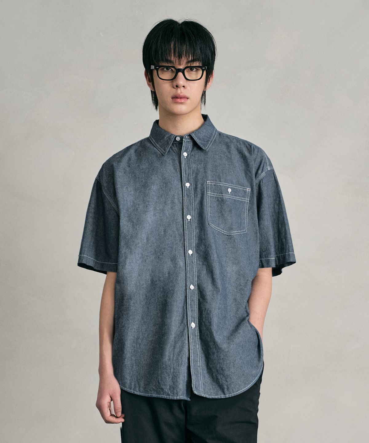 데케트(DECET) Chambray Over Short Shirt DCSH012Blue