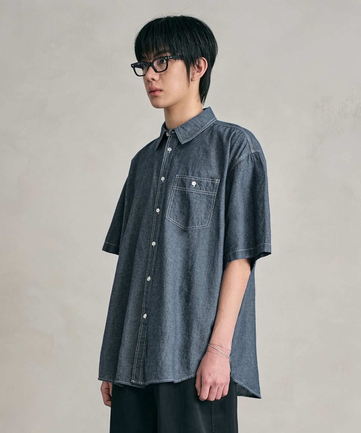데케트(DECET) Chambray Over Short Shirt DCSH012Blue