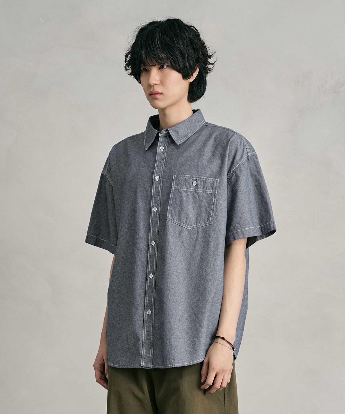 데케트(DECET) Chambray Over Short Shirt DCSH012LightBlue