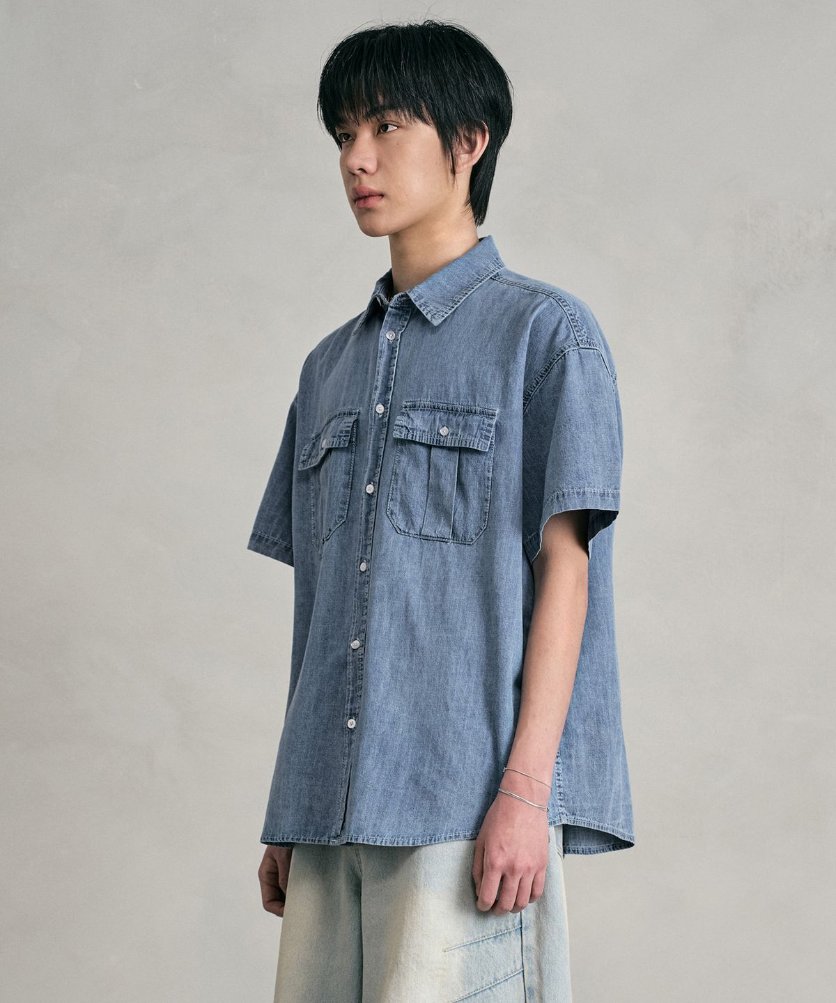 데케트(DECET) Denim Work Short Shirts DCSH010LightBlue
