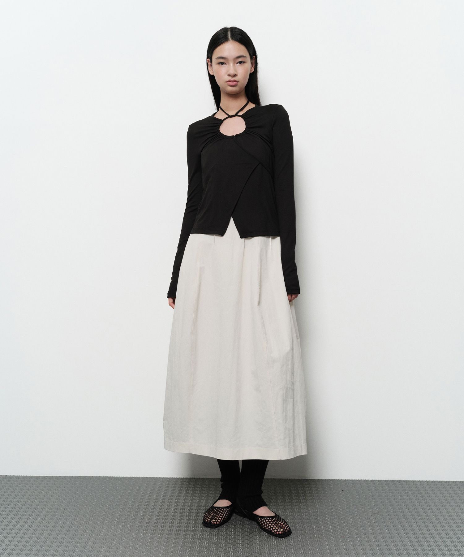 韓国商品/DIAGONAL STRING WRAP TOP MUSINSA | DIAGONAL STRING WRAP TOP (black)