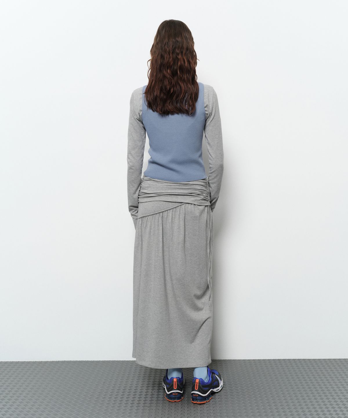 다이애그널(DIAGONAL) FLOWER BUTTON KNIT VEST (blue)