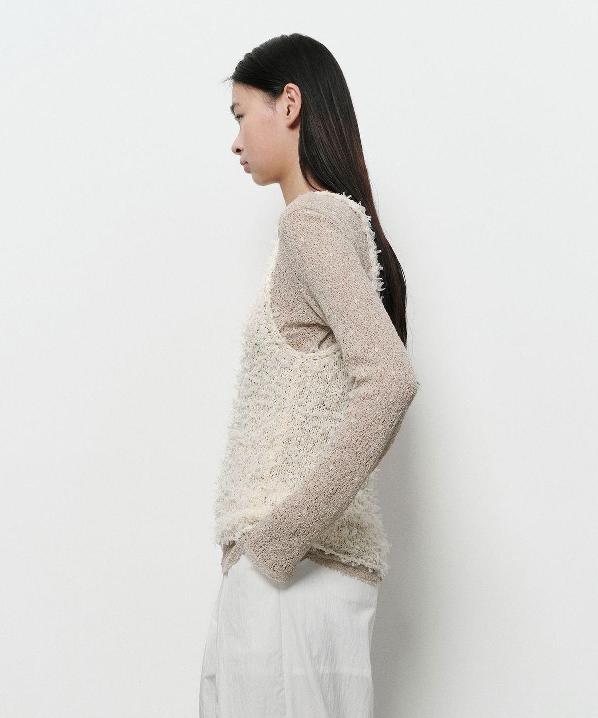 다이애그널(DIAGONAL) TAPE KNIT SLEEVELESS (ivory)