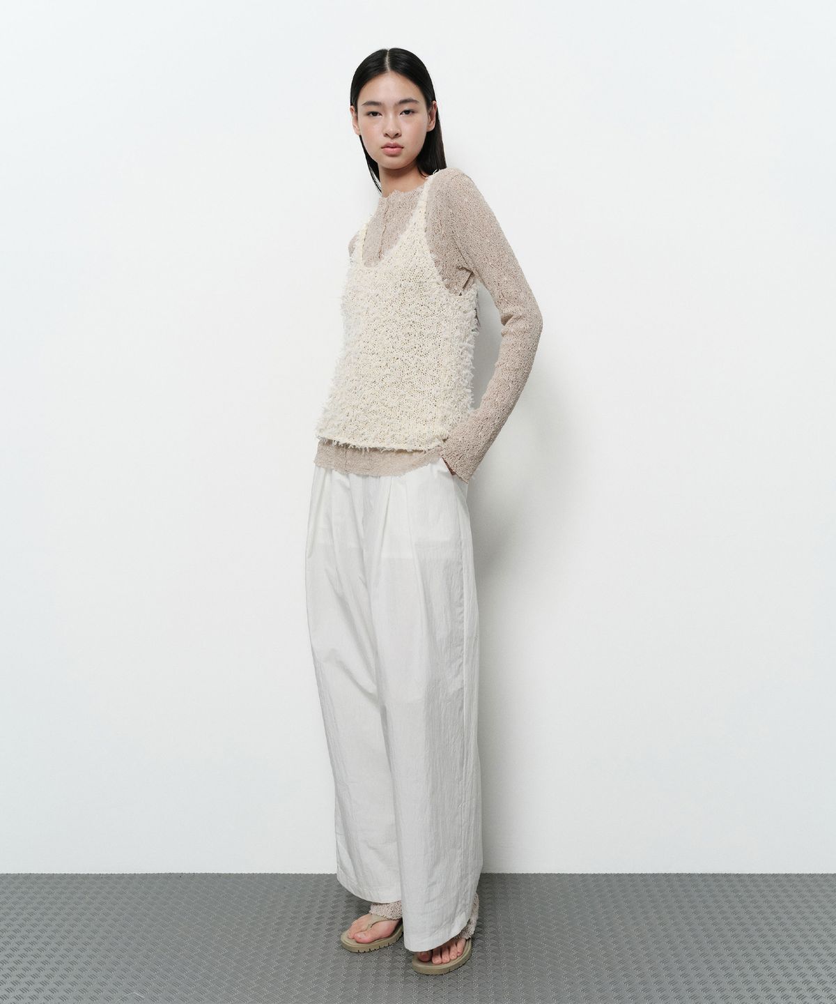 다이애그널(DIAGONAL) TAPE KNIT SLEEVELESS (ivory)