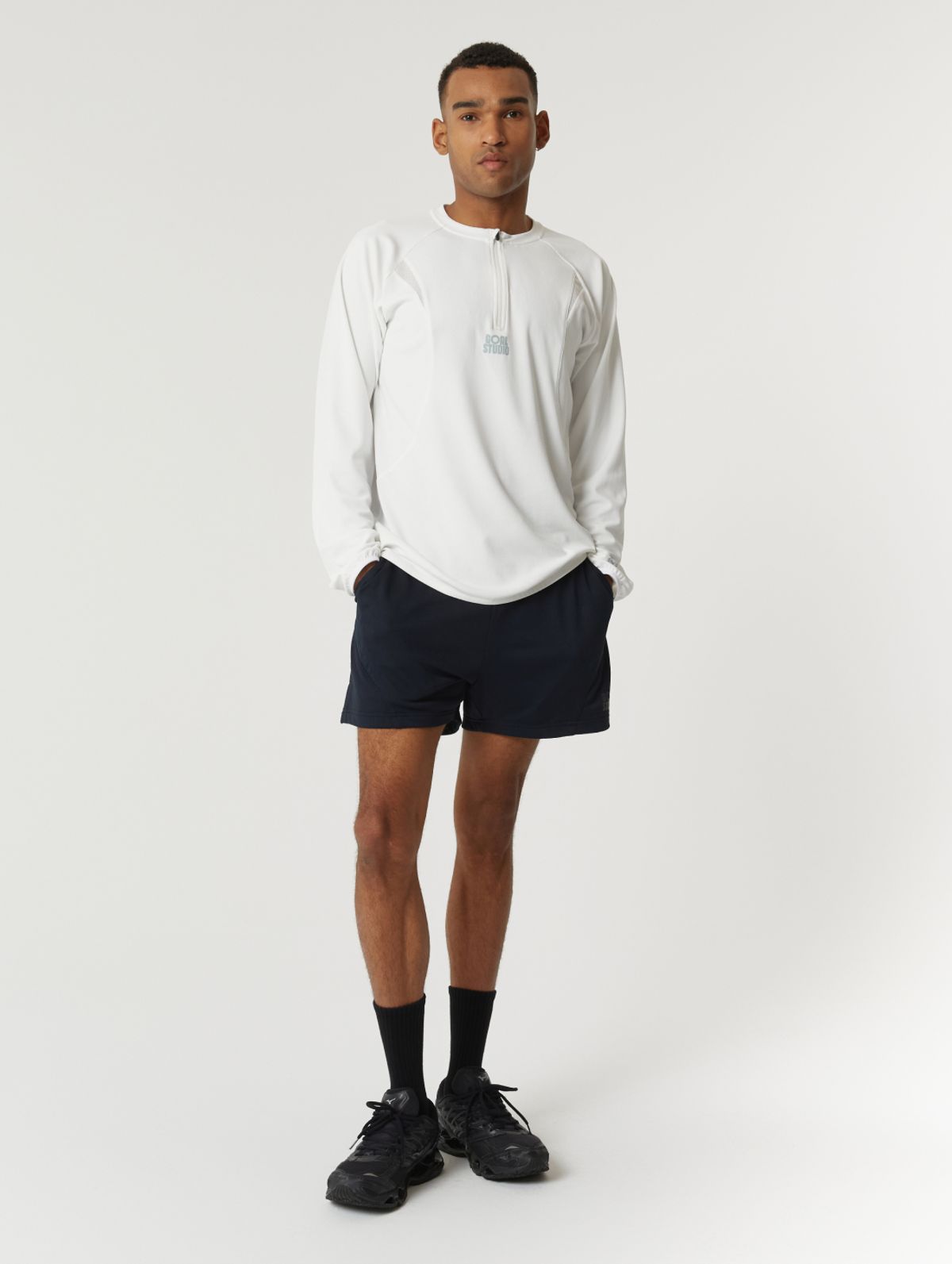 골스튜디오(GOALSTUDIO) MS LONG SLEEVE QUARTER ZIP-UP-WHITE