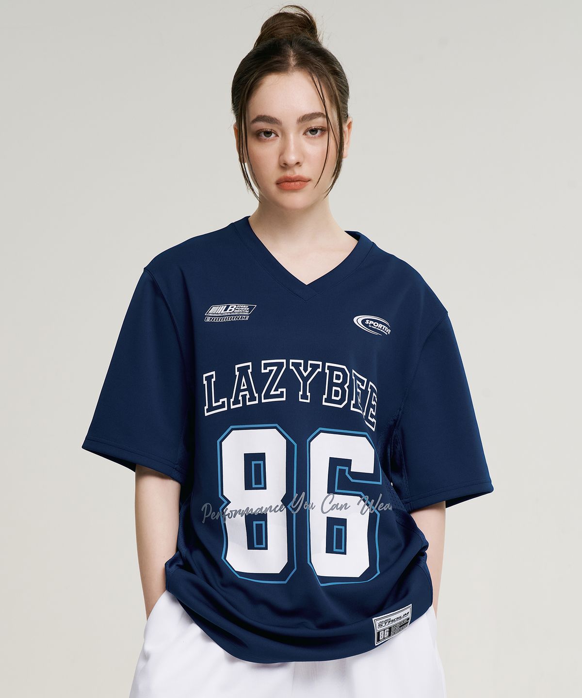 레이지비(LAZYBEE) 믹스드 매쉬 져지 오버핏 숏 슬리브 W (4컬러)