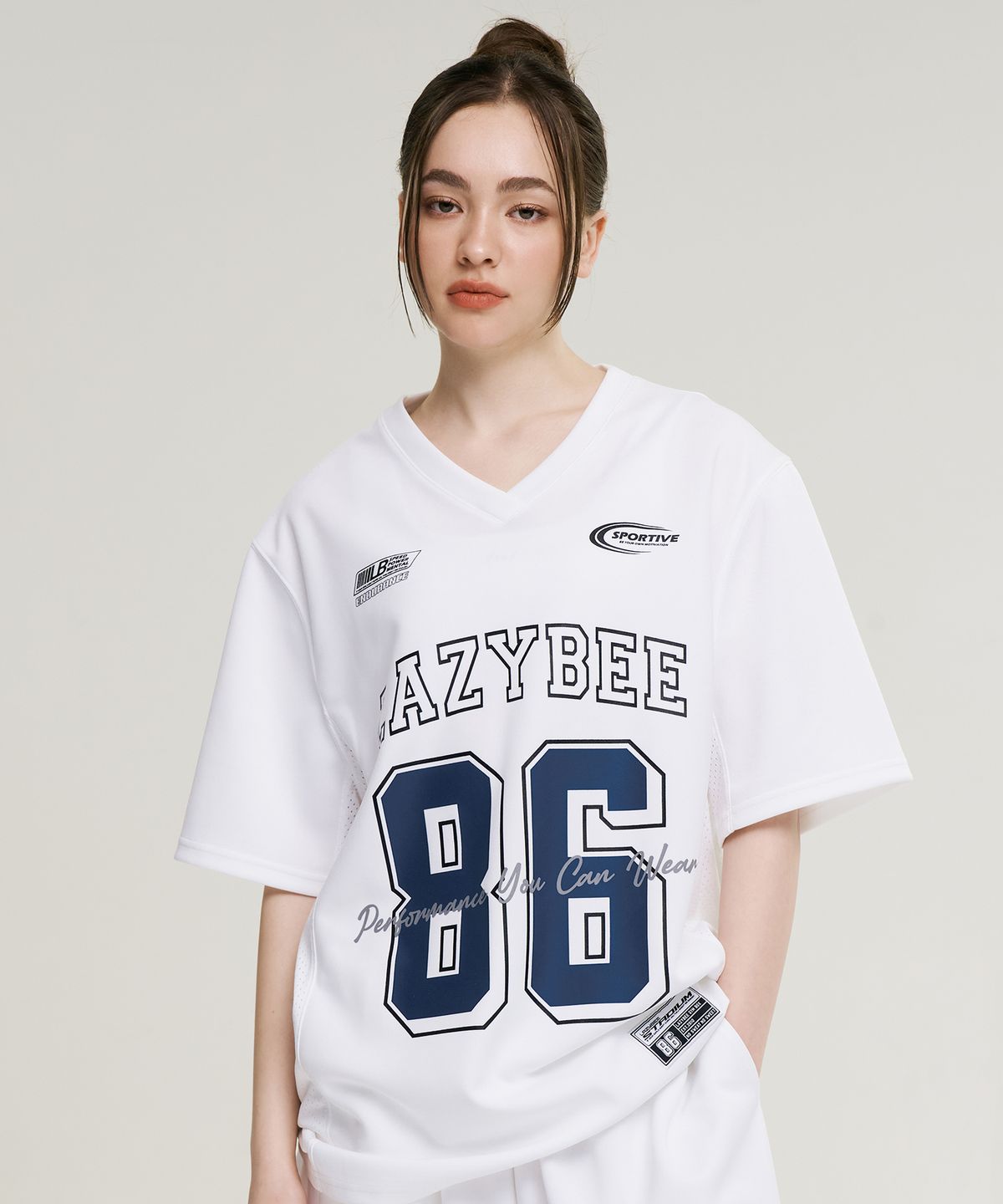 레이지비(LAZYBEE) 믹스드 매쉬 져지 오버핏 숏 슬리브 W (4컬러)
