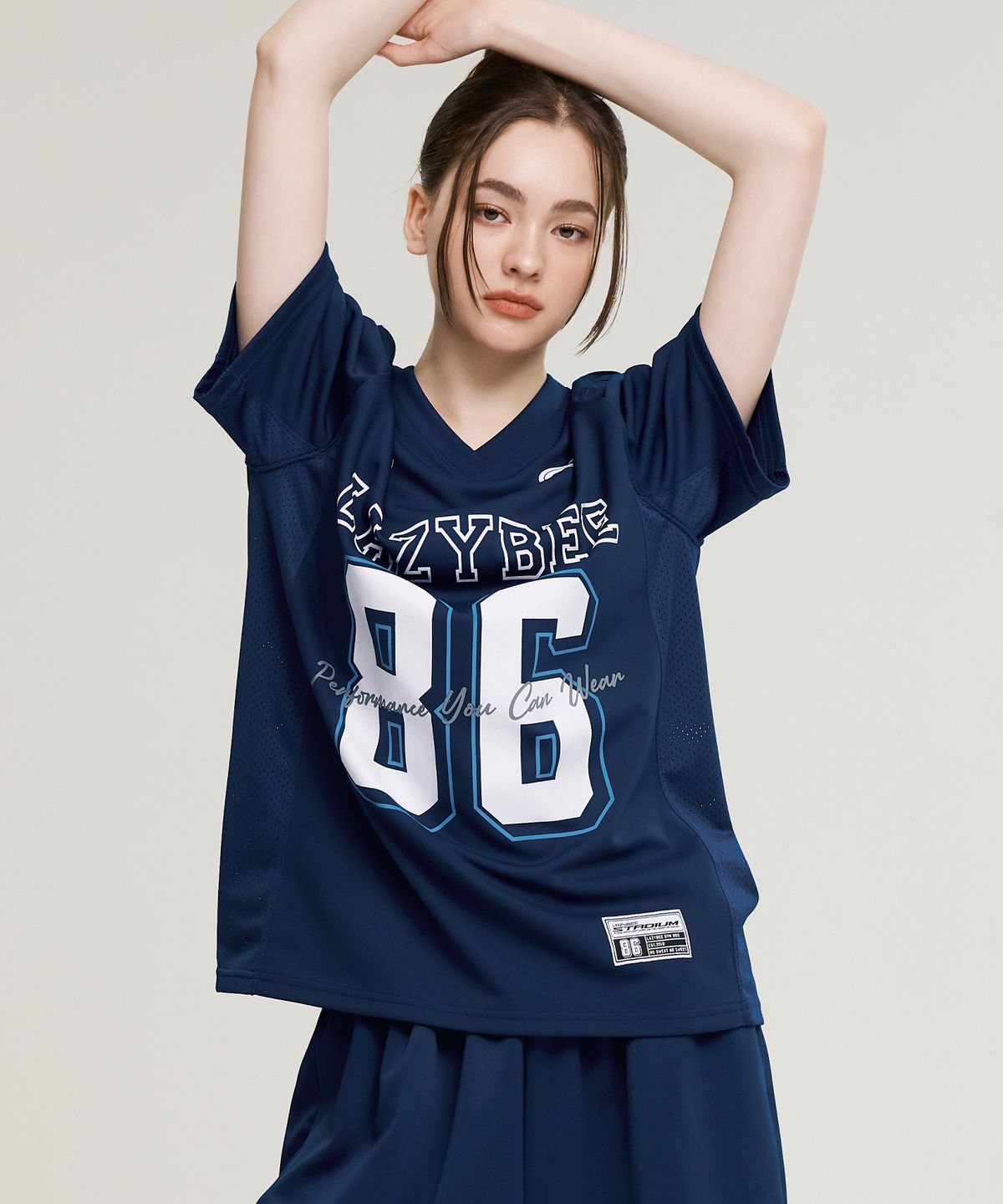 레이지비(LAZYBEE) 믹스드 매쉬 져지 오버핏 숏 슬리브 W (4컬러)