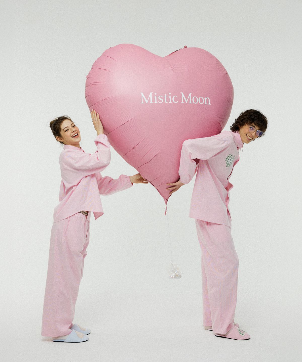 미스틱문(MISTIC MOON) [남녀공용] 하트 패치 파자마 세트 [pink]