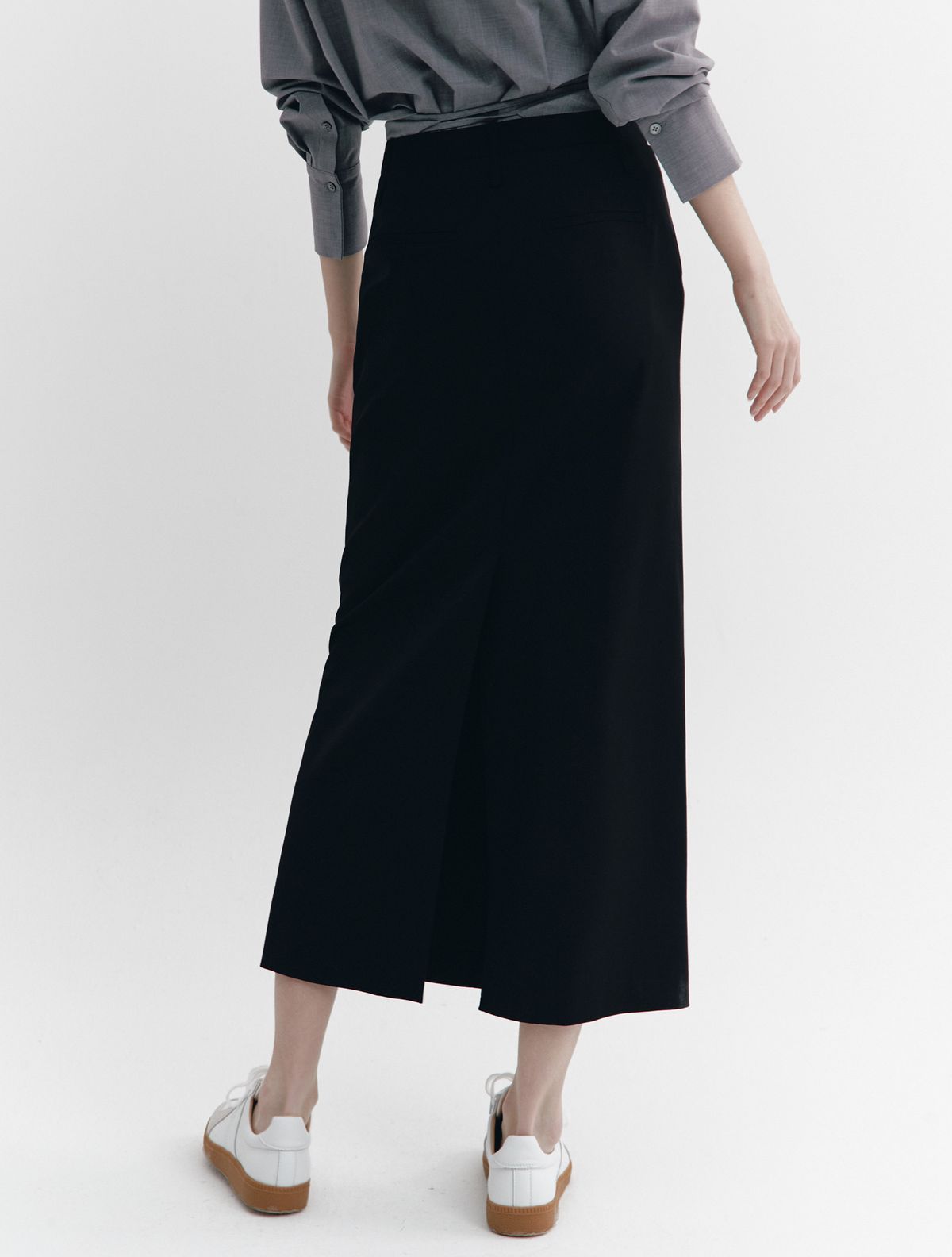 그레이데시온(GRAYDATION) Double Waistband Maxi Skirt BLACK