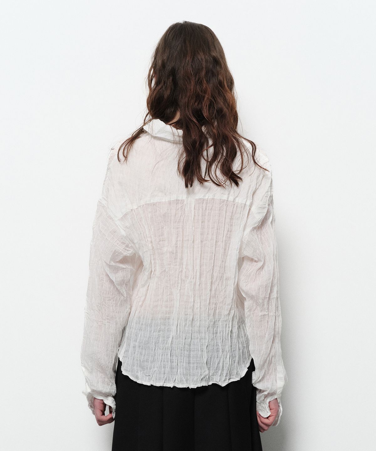다이애그널(DIAGONAL) WRINKLY SEE THROUGH SHIRTS (white)