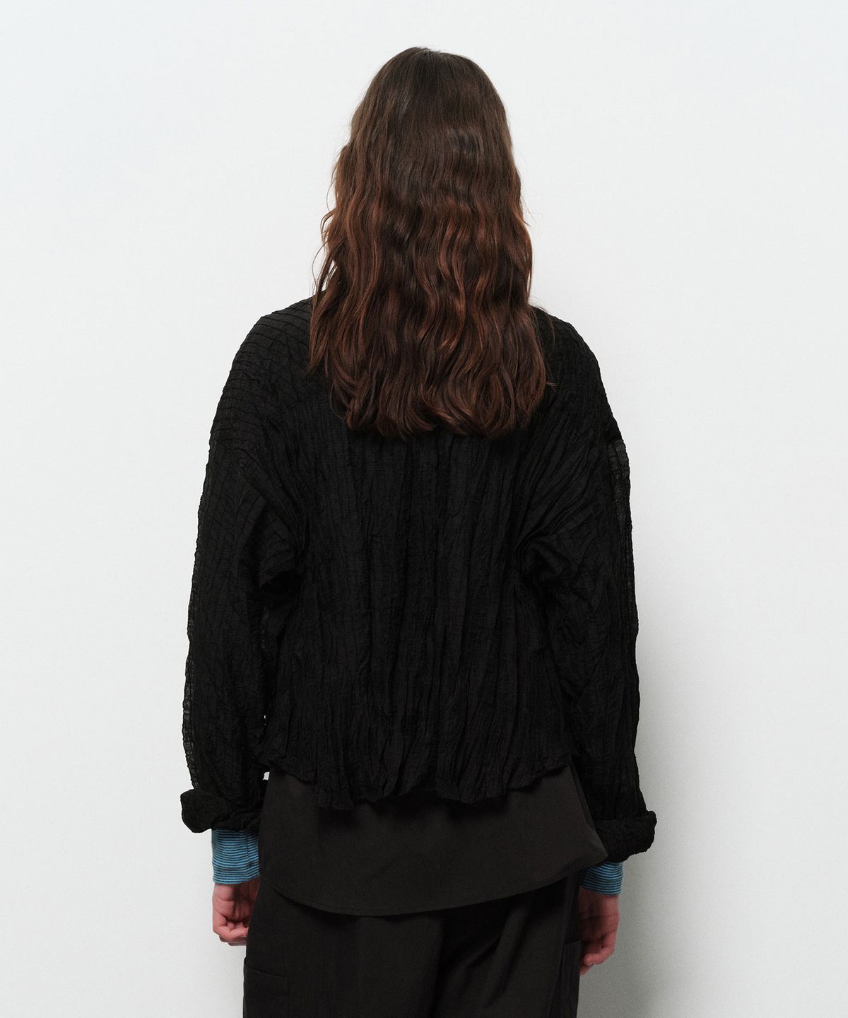 다이애그널(DIAGONAL) WRINKLY SEE THROUGH SHIRTS (black)