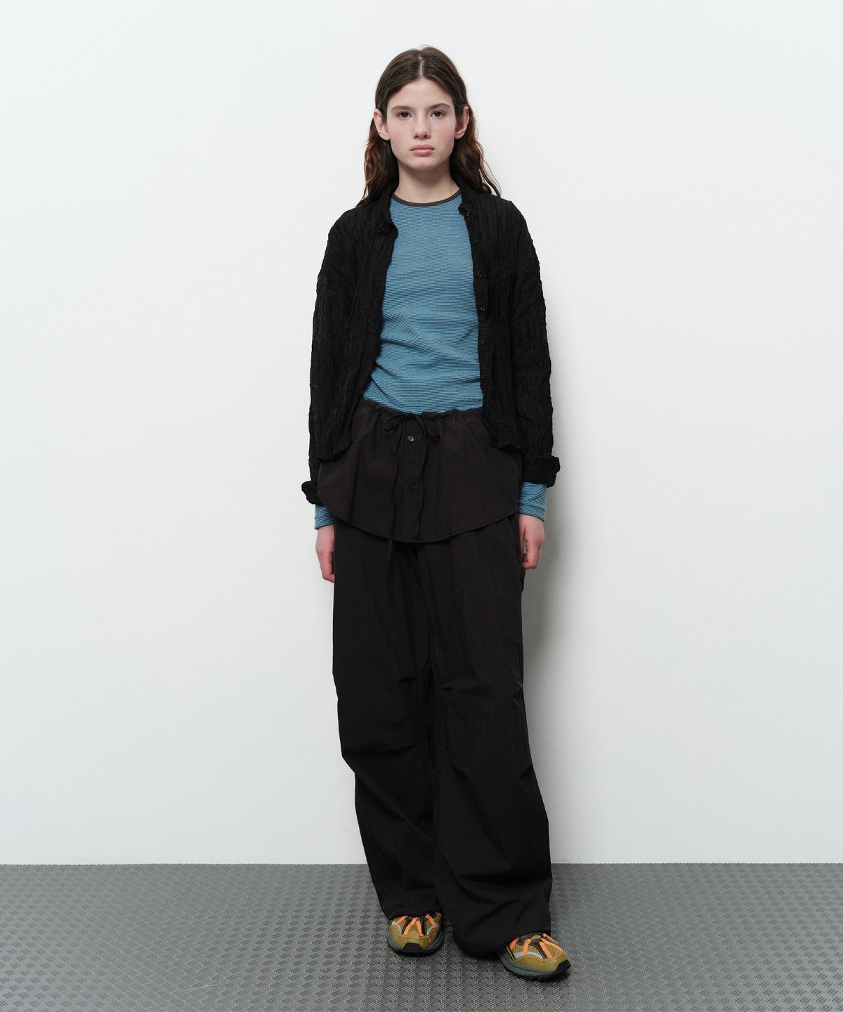 다이애그널(DIAGONAL) WRINKLY SEE THROUGH SHIRTS (black)