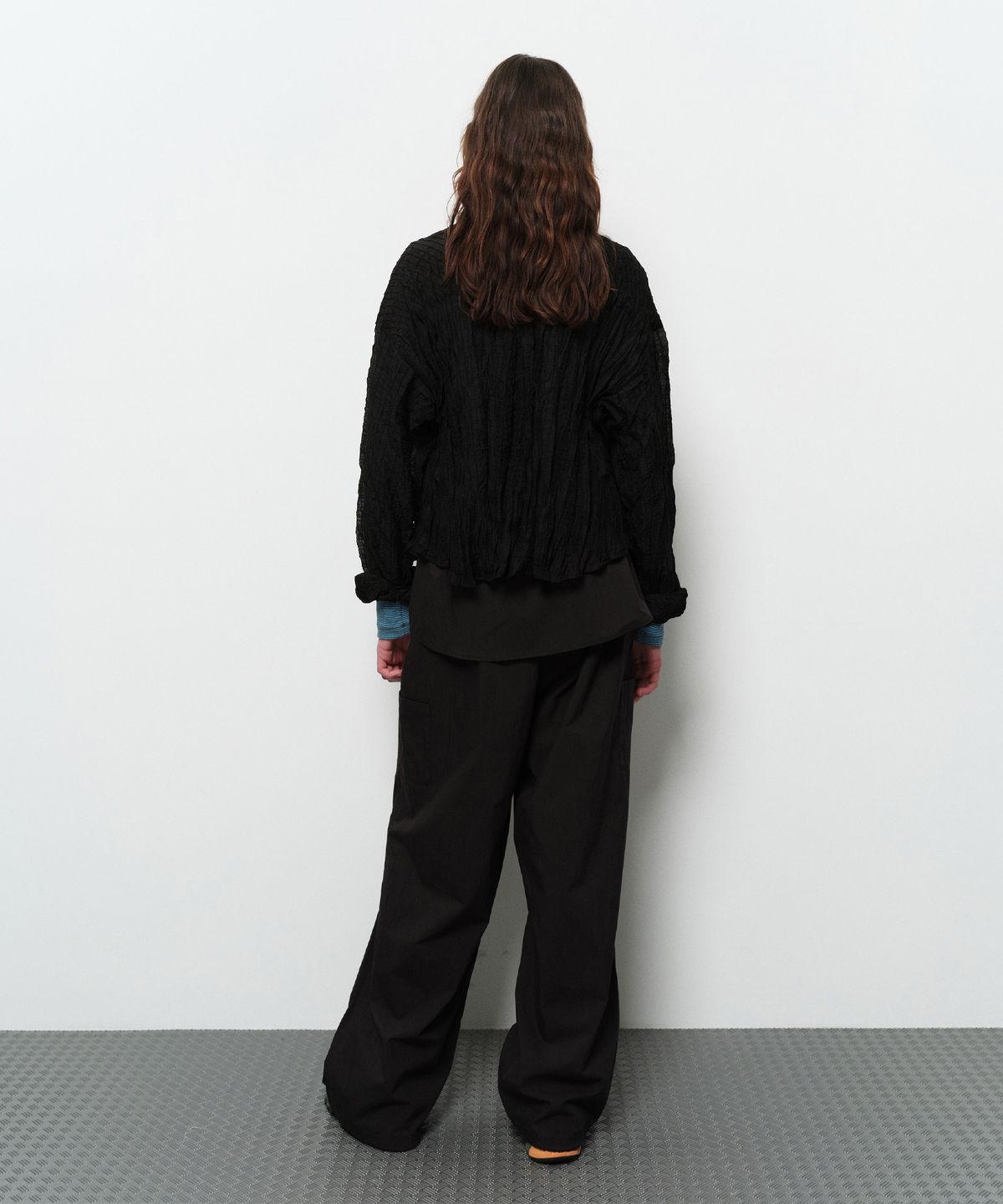 다이애그널(DIAGONAL) WRINKLY SEE THROUGH SHIRTS (black)