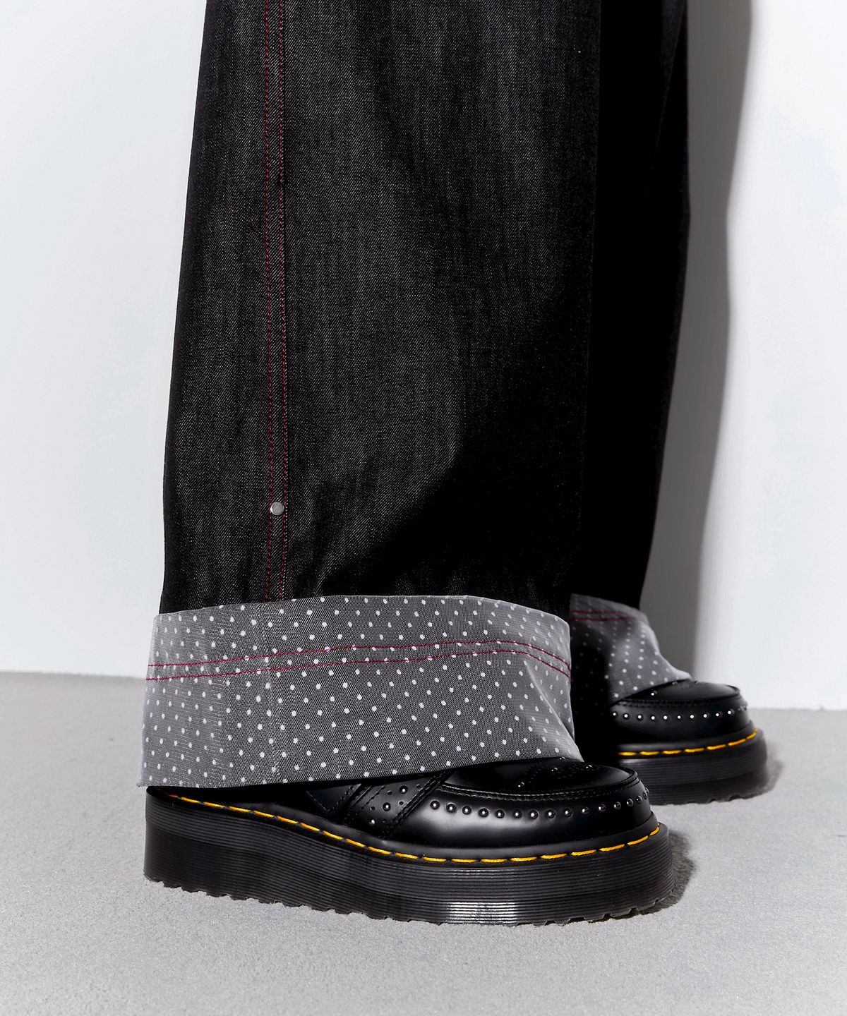 체리퀴리(CHERRYQUIRI) lace layered roll up denim - indigo
