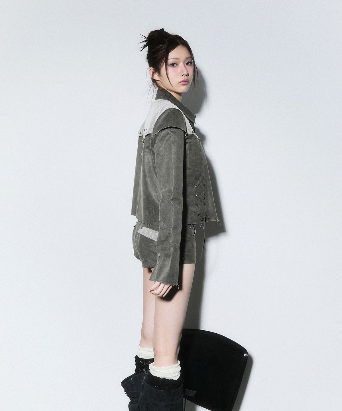 체리퀴리(CHERRYQUIRI) western lace shorts - khaki