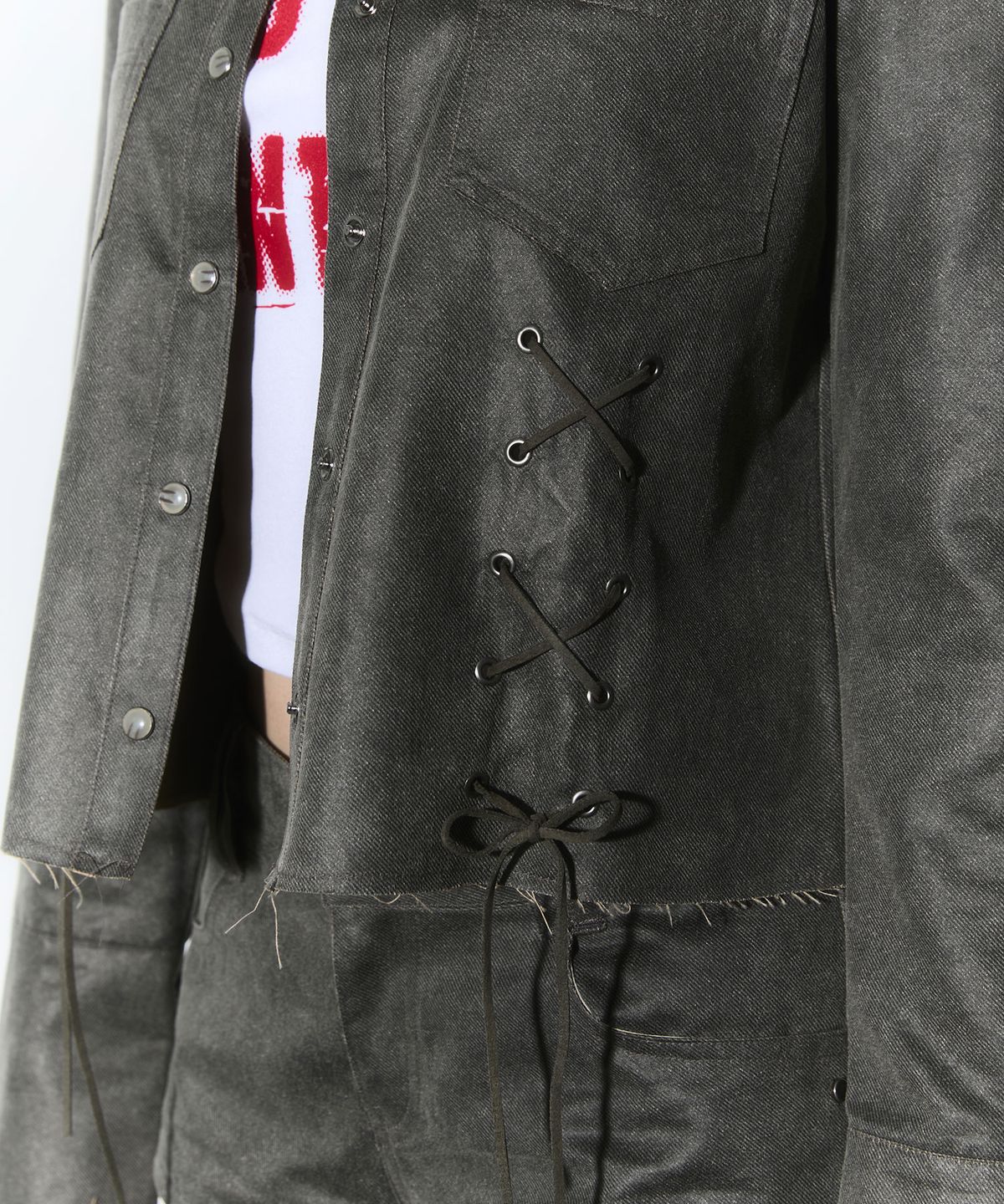 체리퀴리(CHERRYQUIRI) western lace layered shirts - khaki
