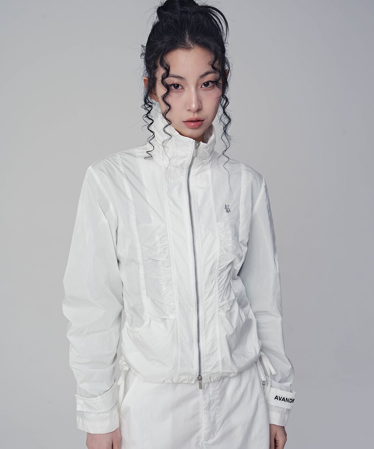 어반드레스(AVANDRESS) Rib Taslan Shirring Zip-up - 4COL