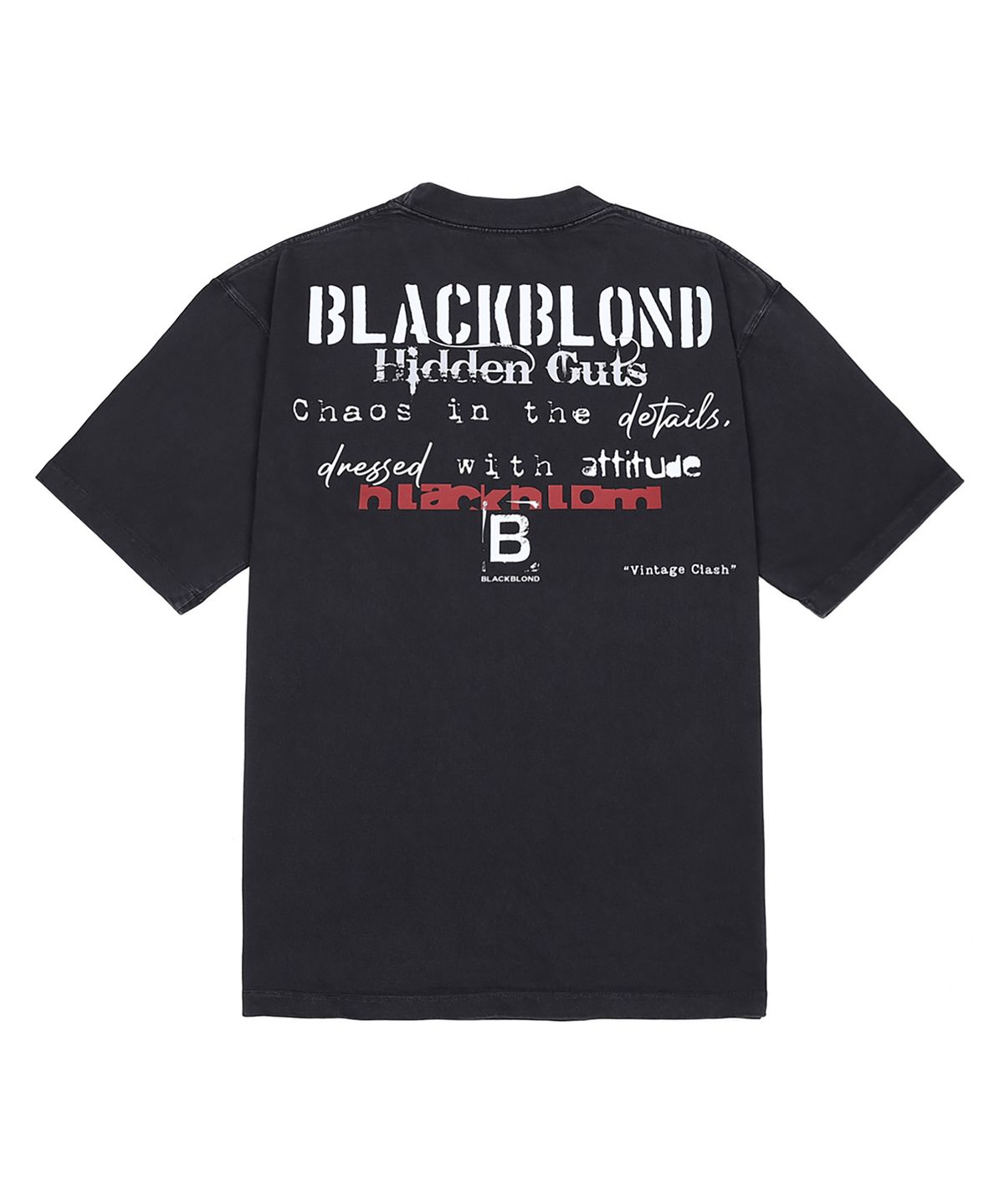 블랙블론드(BLACKBLOND) 비비디 빈티지 클래쉬 피그먼트 반팔티 (빈티지 블랙)