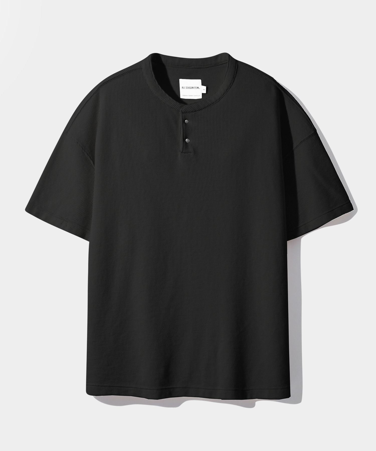 Tシャツ・カットソー DIMITRI BLACK ASI Essential Waffle Henley Neck Short Sleeve MUSINSA | DIMITRI BLACK ASI Essential Waffle Henley Neck