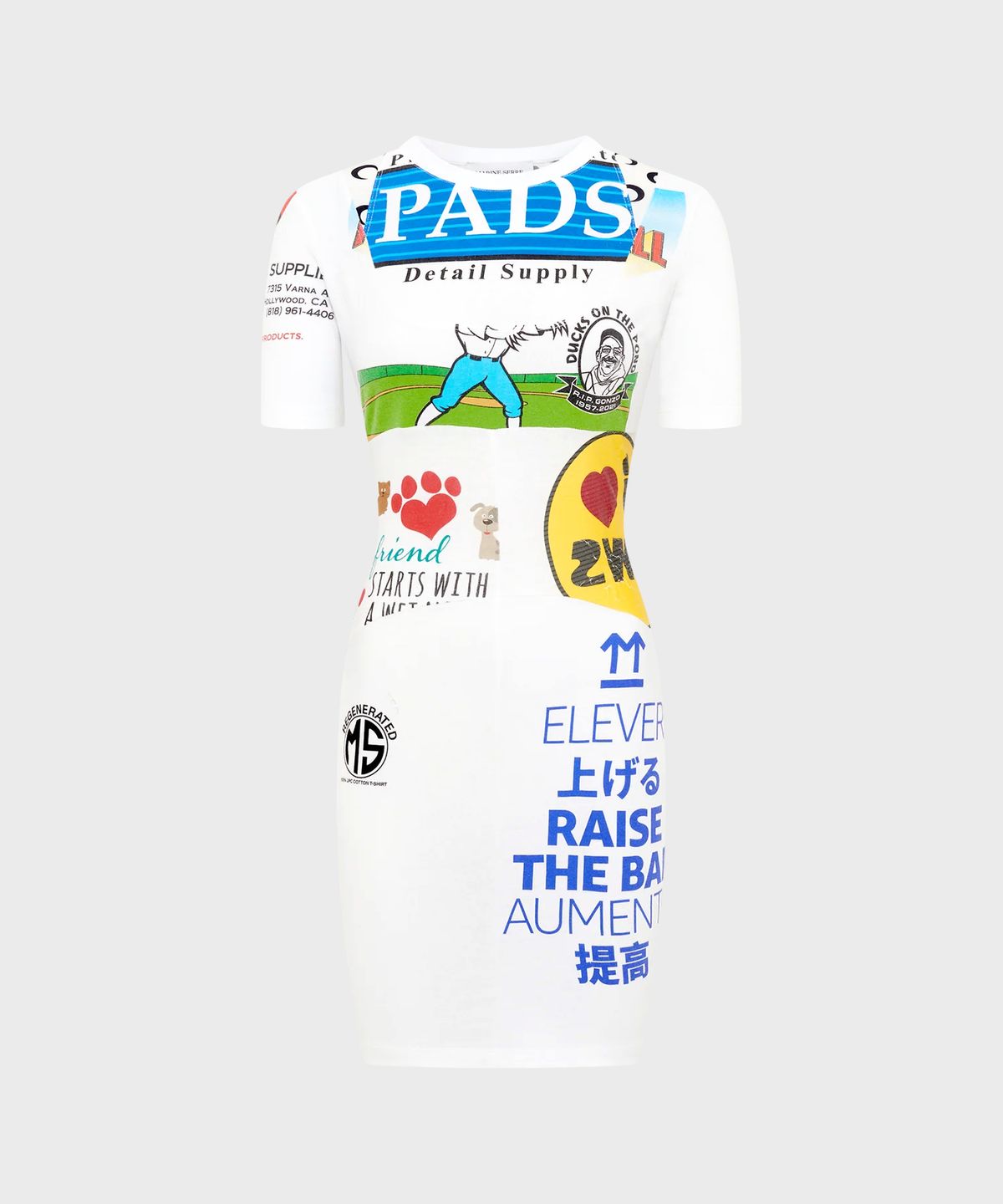 마린 세르(MARINE SERRE) (W) 리제너레이티드 그래픽 티셔츠 미니 드레스 화이트 REGENERATED GRAPHIC T-SHIRTS MINI DRESS WH10 WHITE