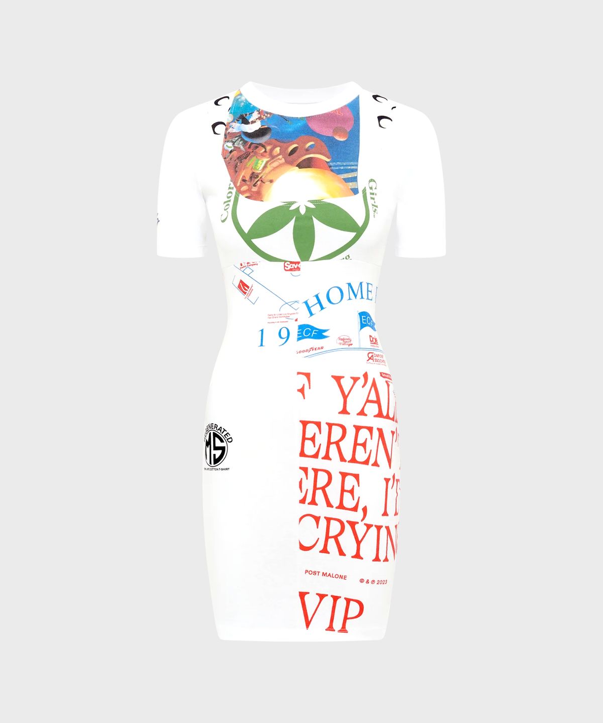 마린 세르(MARINE SERRE) (W) 리제너레이티드 그래픽 티셔츠 미니 드레스 화이트 REGENERATED GRAPHIC T-SHIRTS MINI DRESS WH10 WHITE