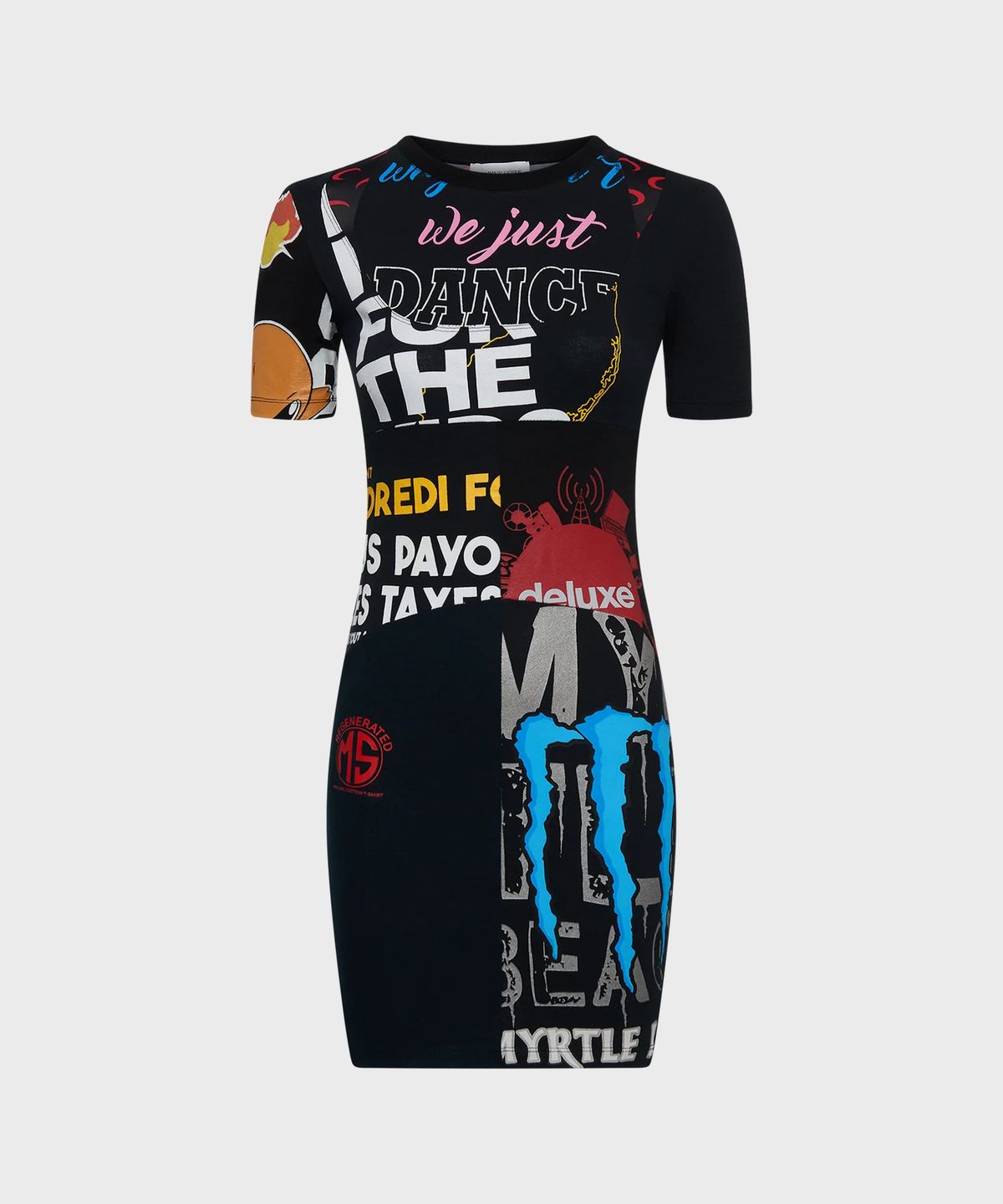마린 세르(MARINE SERRE) (W) 리제너레이티드 그래픽 티셔츠 미니 드레스 블랙 REGENERATED GRAPHIC T-SHIRTS MINI DRESS BK99 BLACK