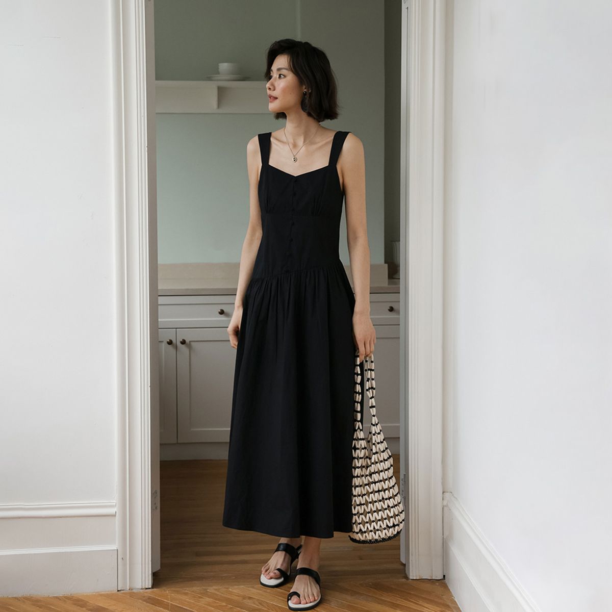 랭썬(LANGSON) LS_Slim cotton holiday dress