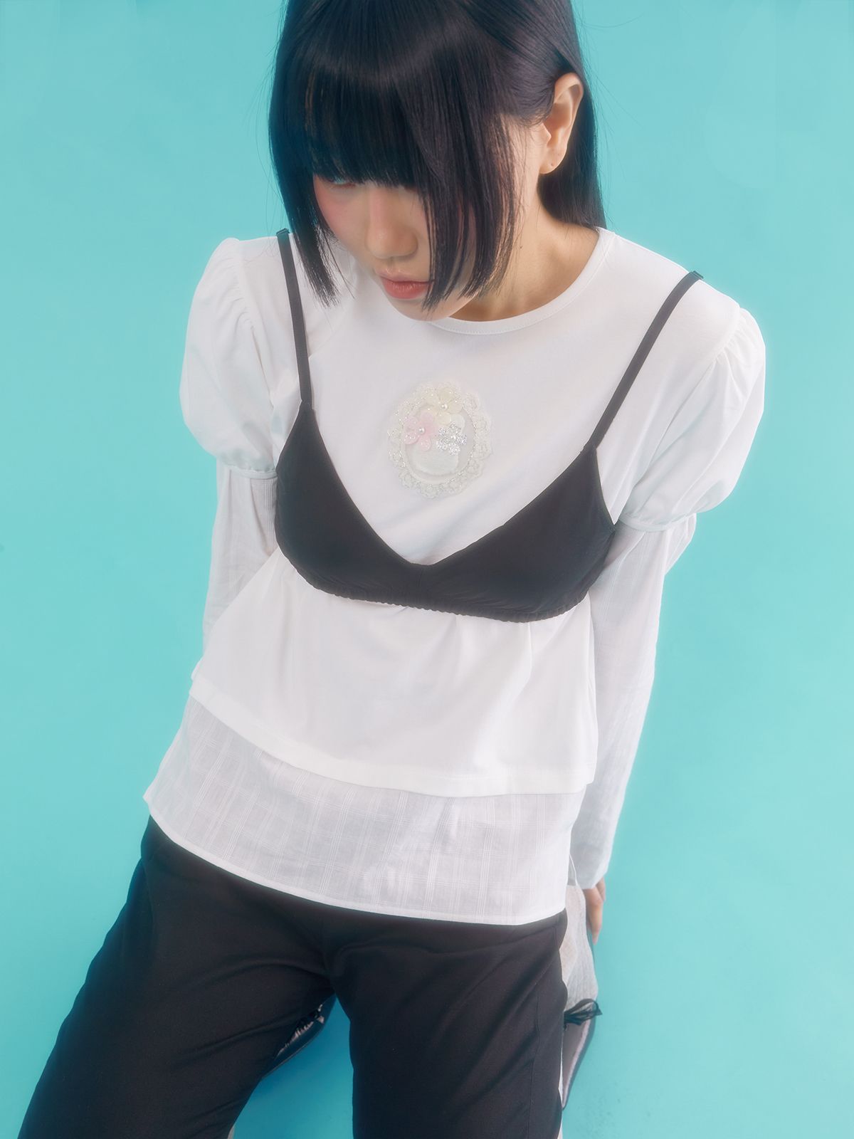 네프네프(NEFNEF) layered puff top_ivory