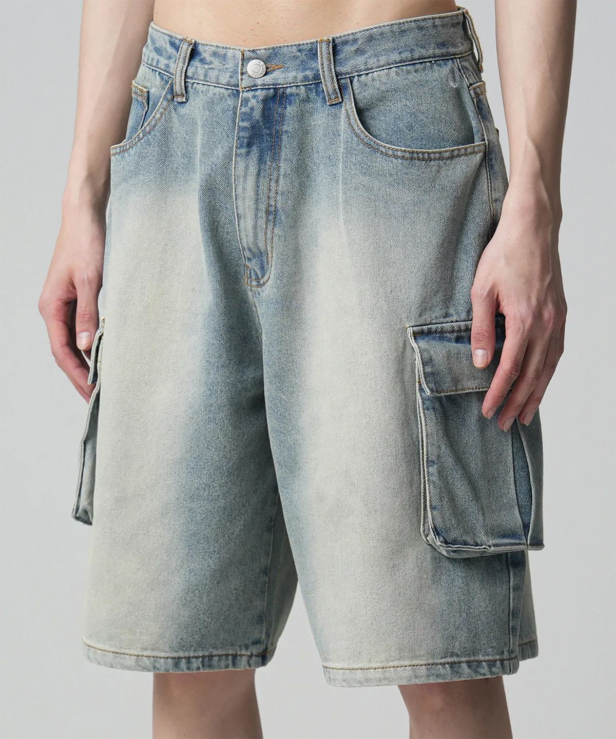 어반드레스(AVANDRESS) Wide Cargo Half Denim Pants - 3COL