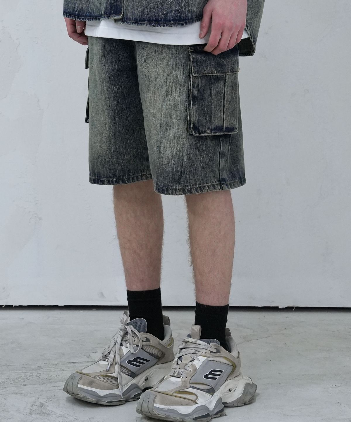 어반드레스(AVANDRESS) Wide Cargo Half Denim Pants - 3COL