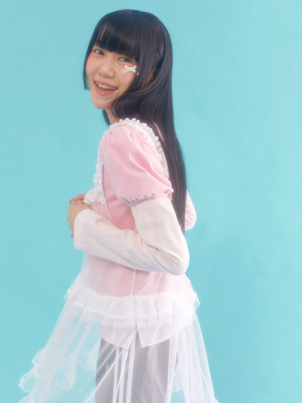 네프네프(NEFNEF) layered puff top_pink