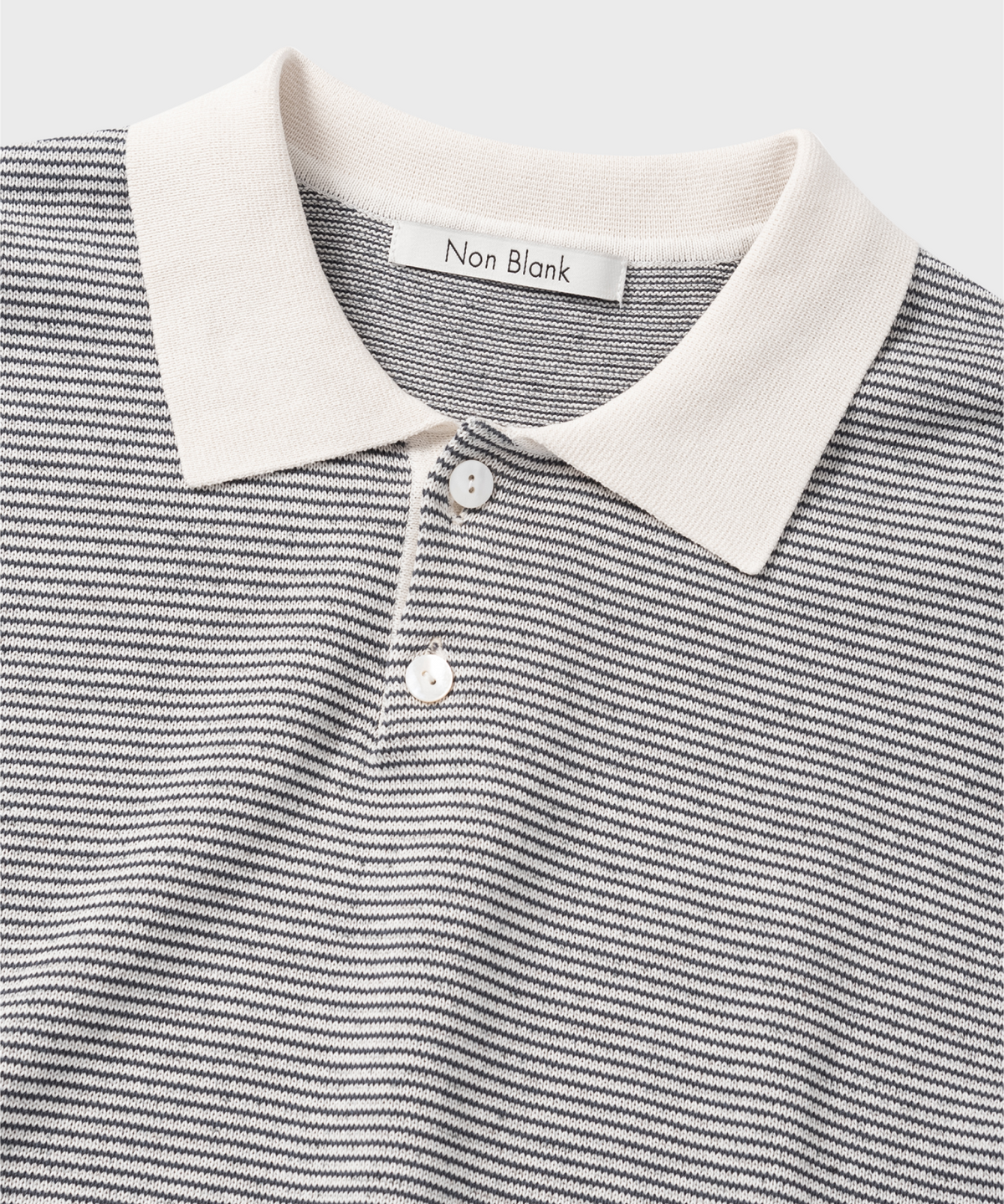 넌블랭크(NONBLANK) 스트라이프 칼라 HS 니트_MELANGE GREY